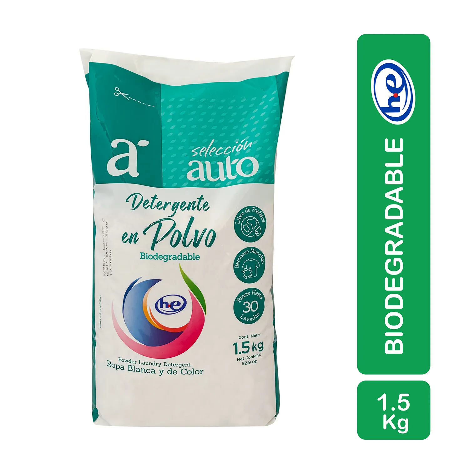 Detergente Polvo He Biodegradable Selección Auto Paquete 1500 G