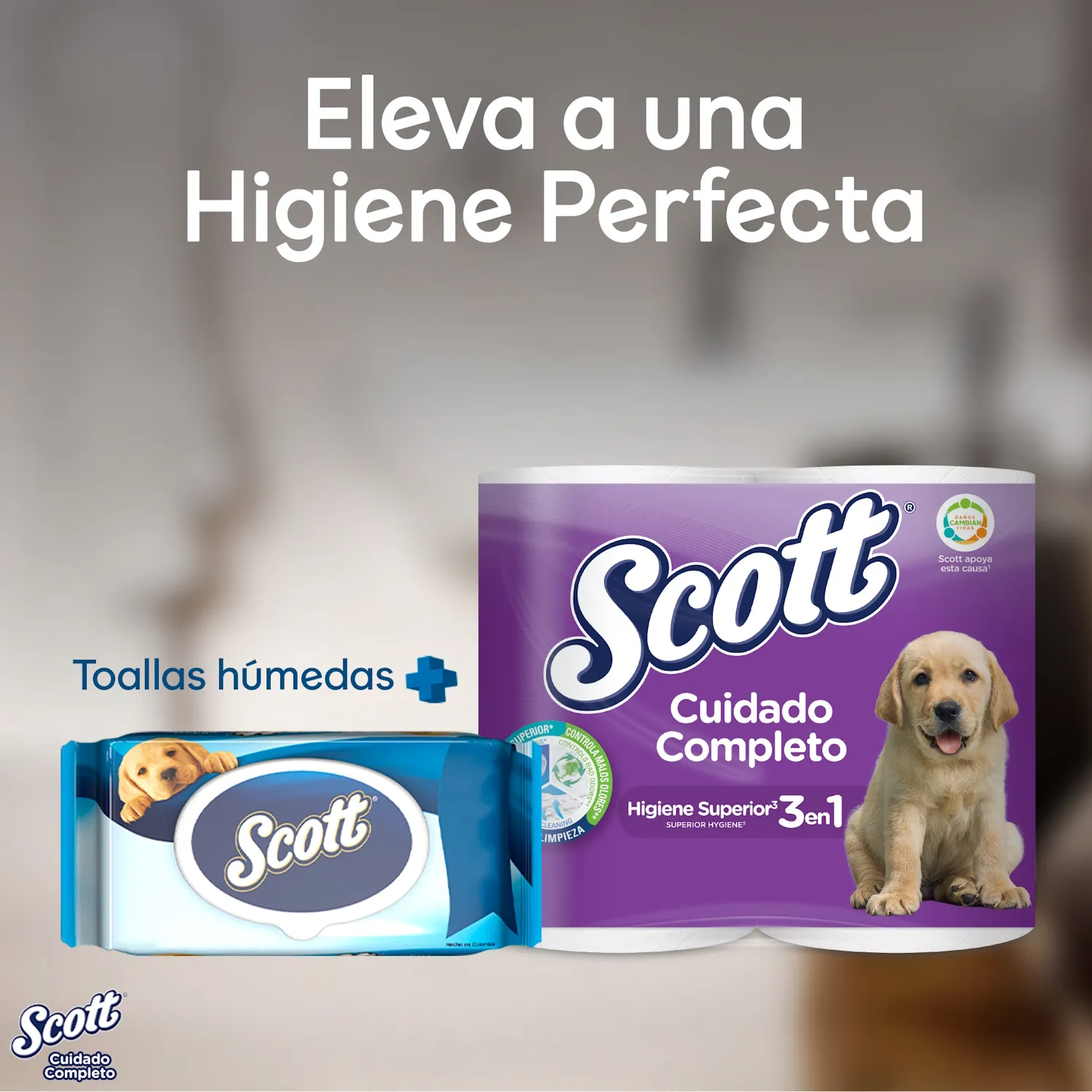 Papel Higiénico Scott Cuidado Completo Triple Hoja 24 Rollos