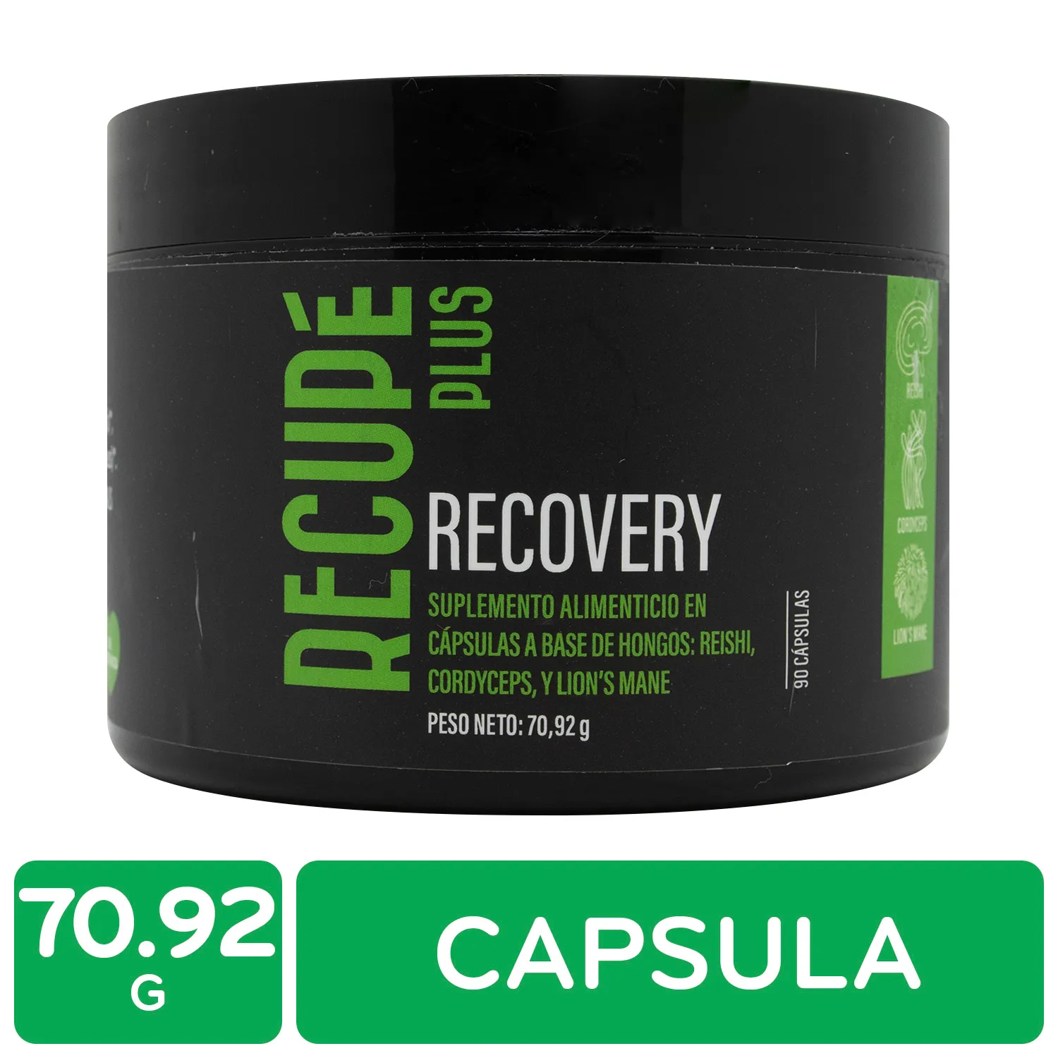 Suplemento Alimenticio Adulto Capsula Recovery Base Hongo Reishi Cordyceps Lions Mane Recupe Plus