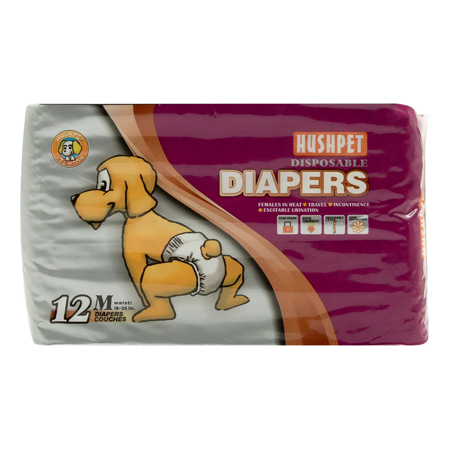 Pañales Super Absorbente Talla M Para Mascotas Hushpet