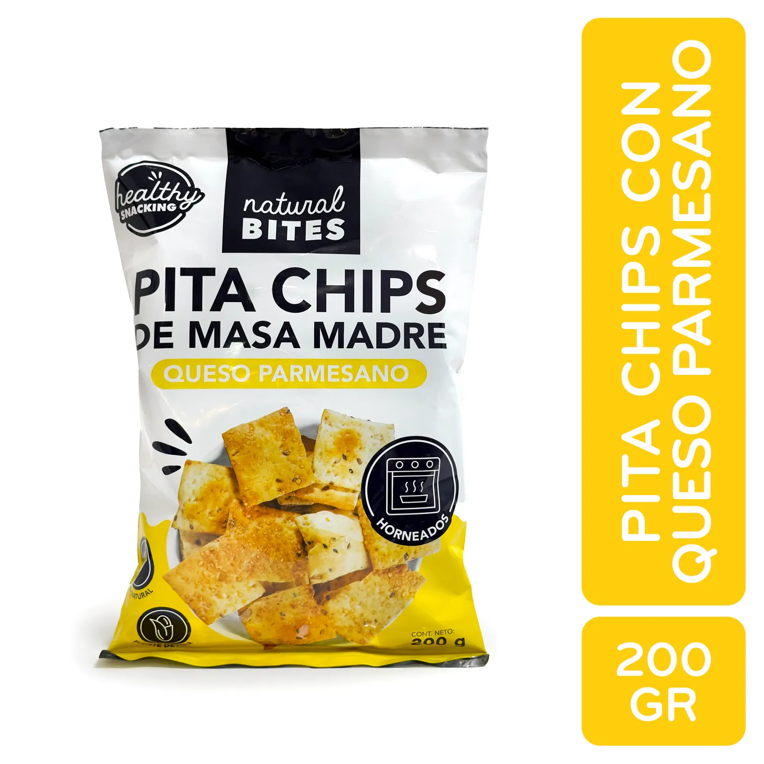 Pita Chips De Masa Madre - Queso Parmesano Natural Bites Unidad 200 G