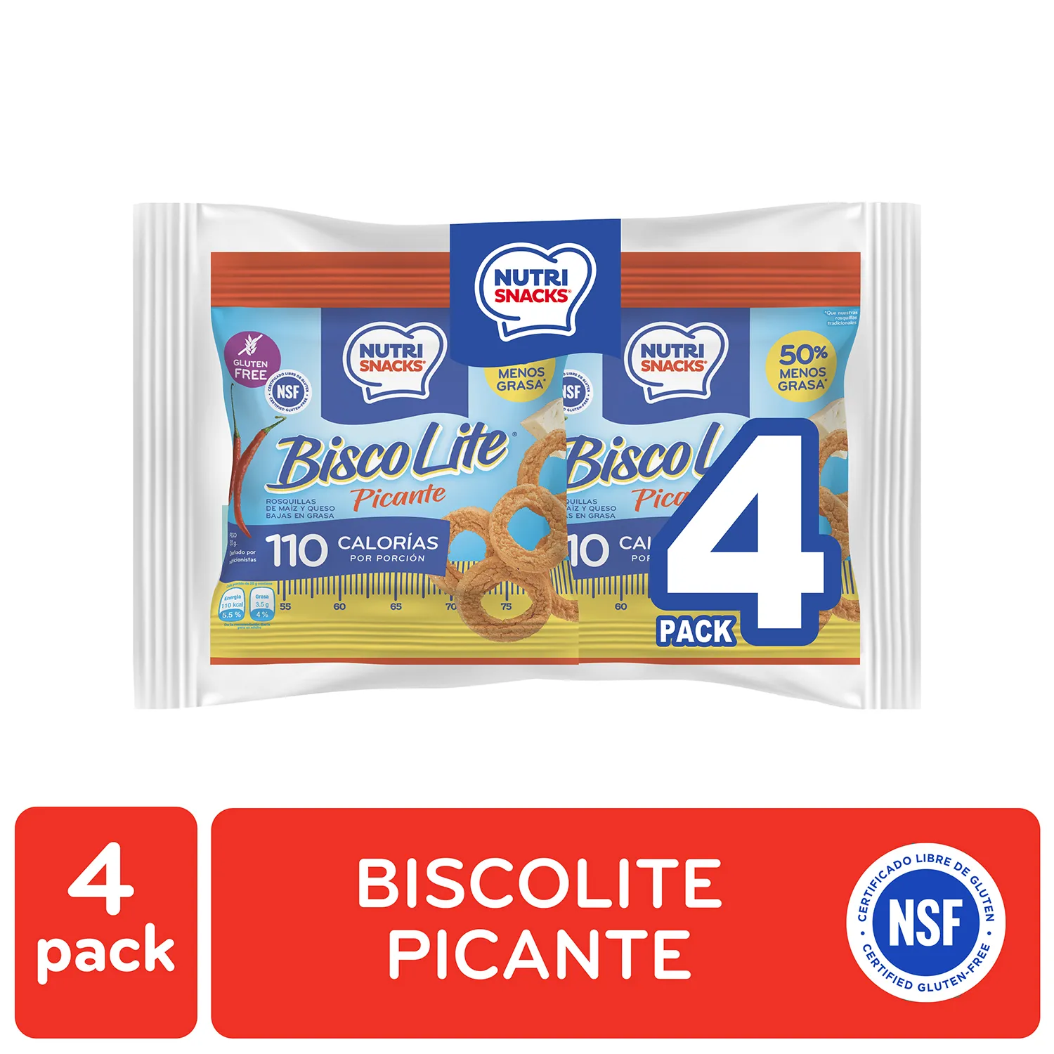 4 Pack Biscolite Picante Nutrisnacks Bolsa 120 G