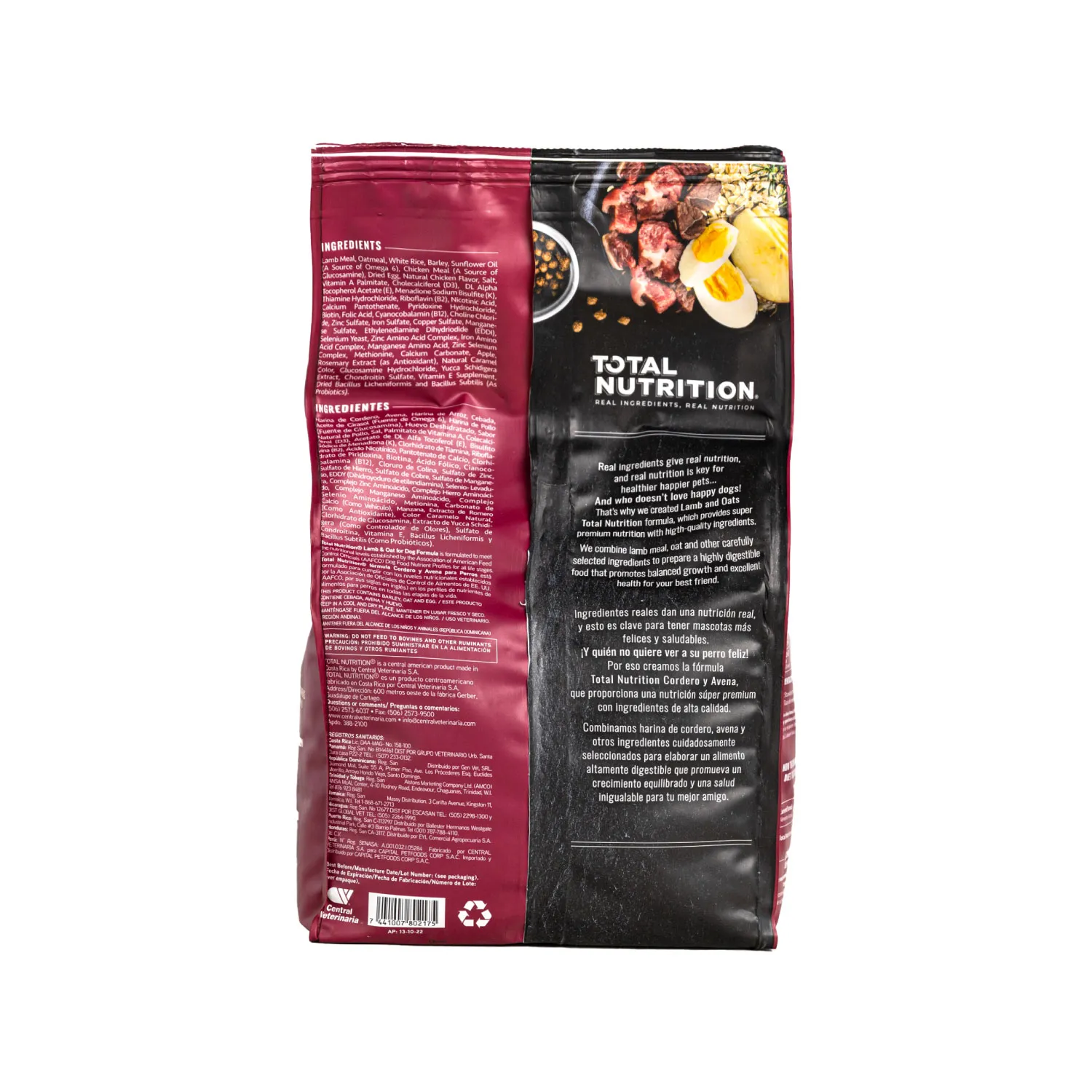 Alimento Perro Cachorro Seco Cordero Avena Libre De Trigo Total Nutrition
