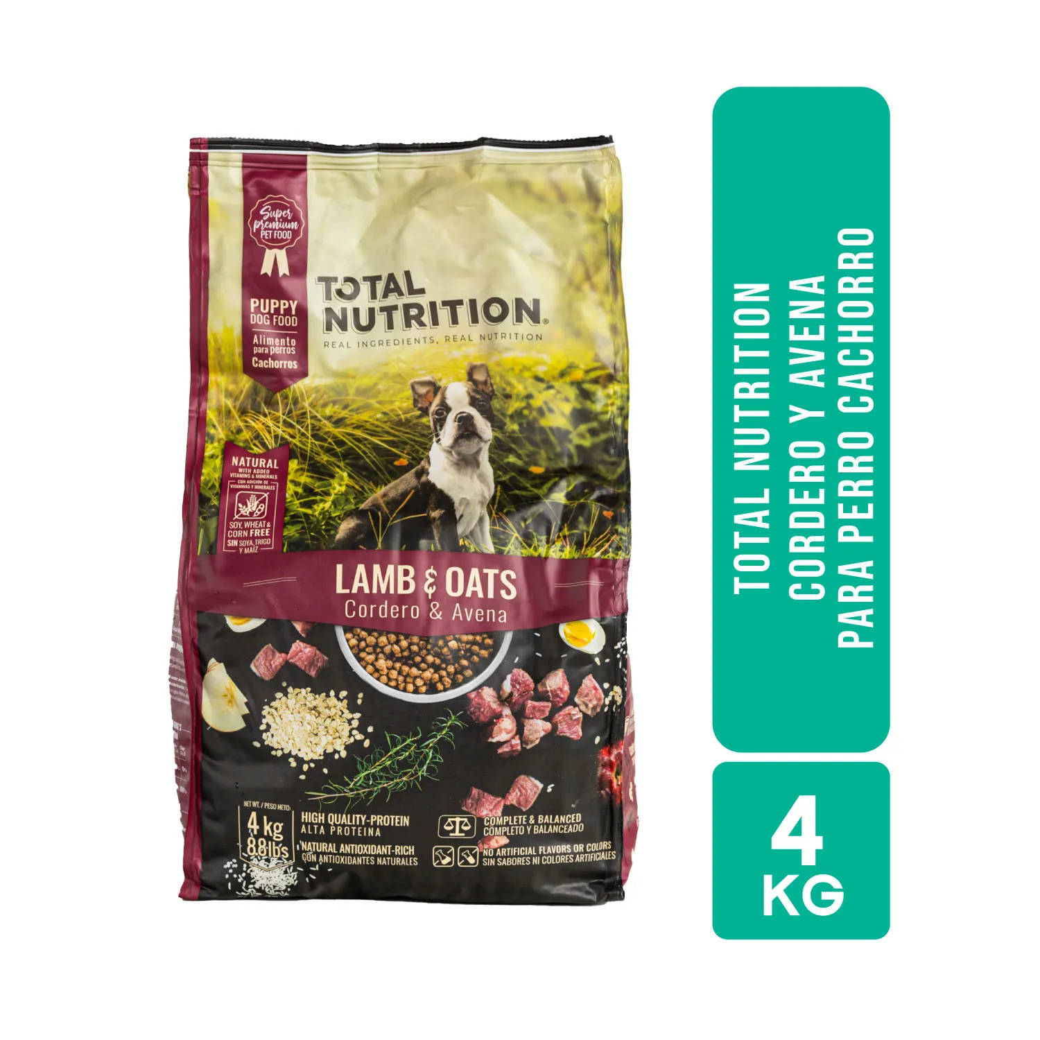 Alimento Perro Cachorro Seco Cordero Avena Libre De Trigo Total Nutrition