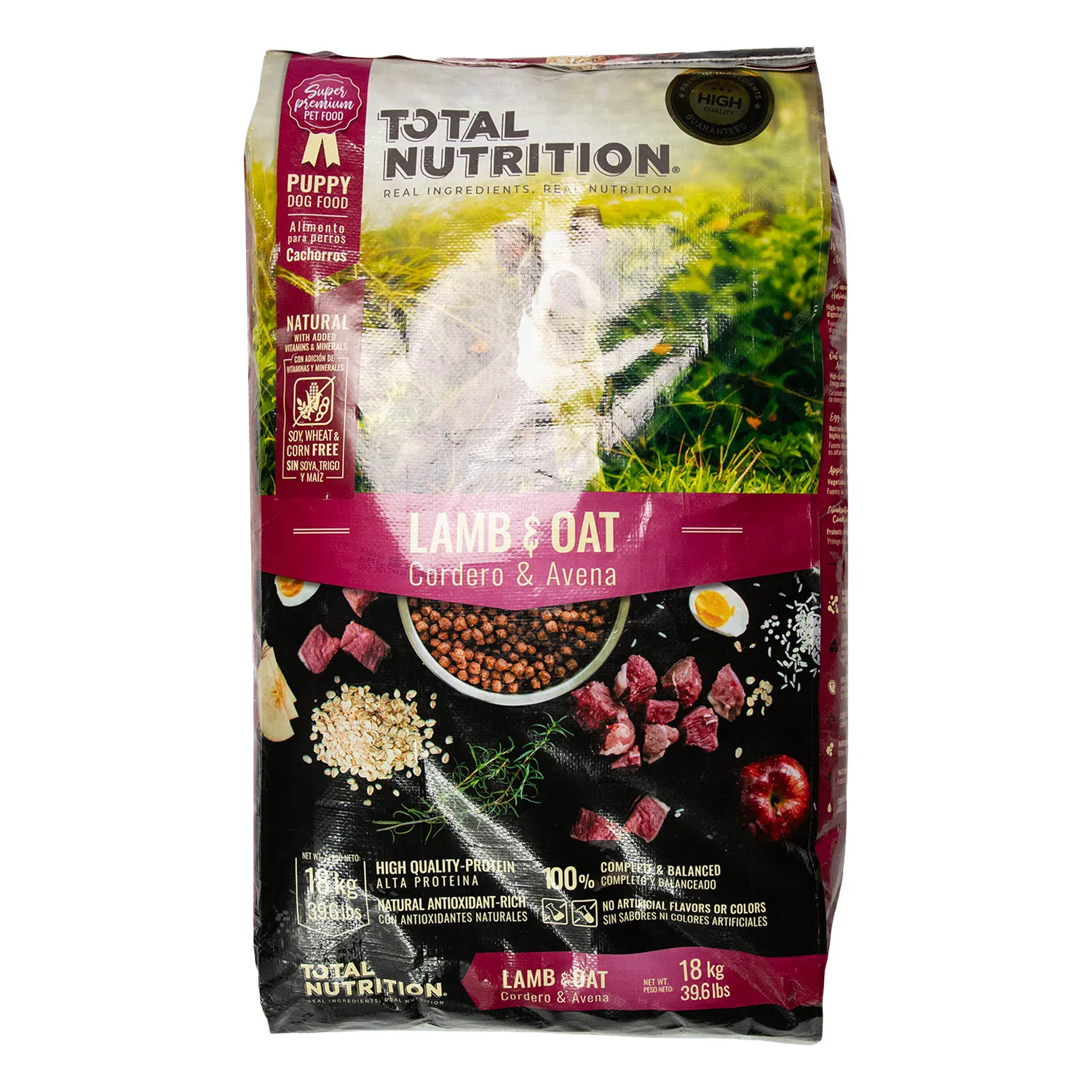 Alimento Perro Cachorro Seco Cordero Avena Libre De Trigo Total Nutrition