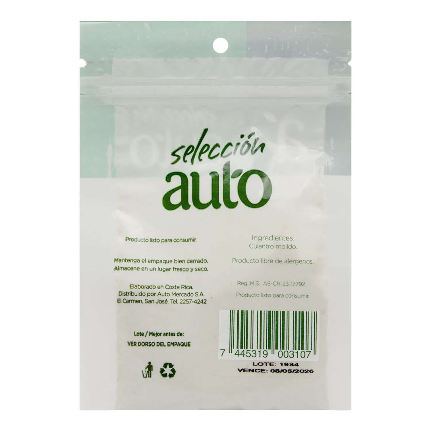 Culantro Molido Selección Auto Paquete 10g