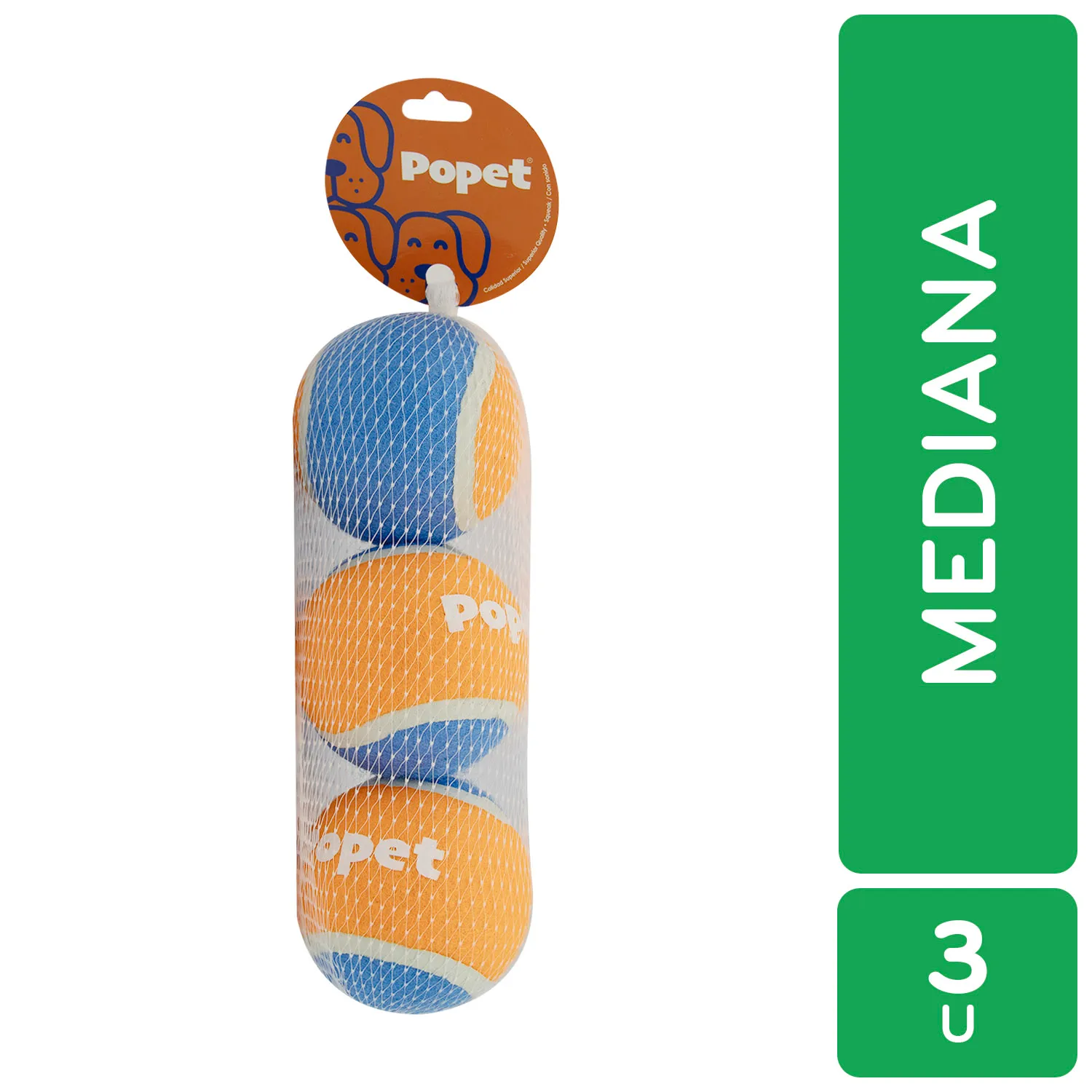 Juguete Bola Mediana Tennis Para Perro Popet