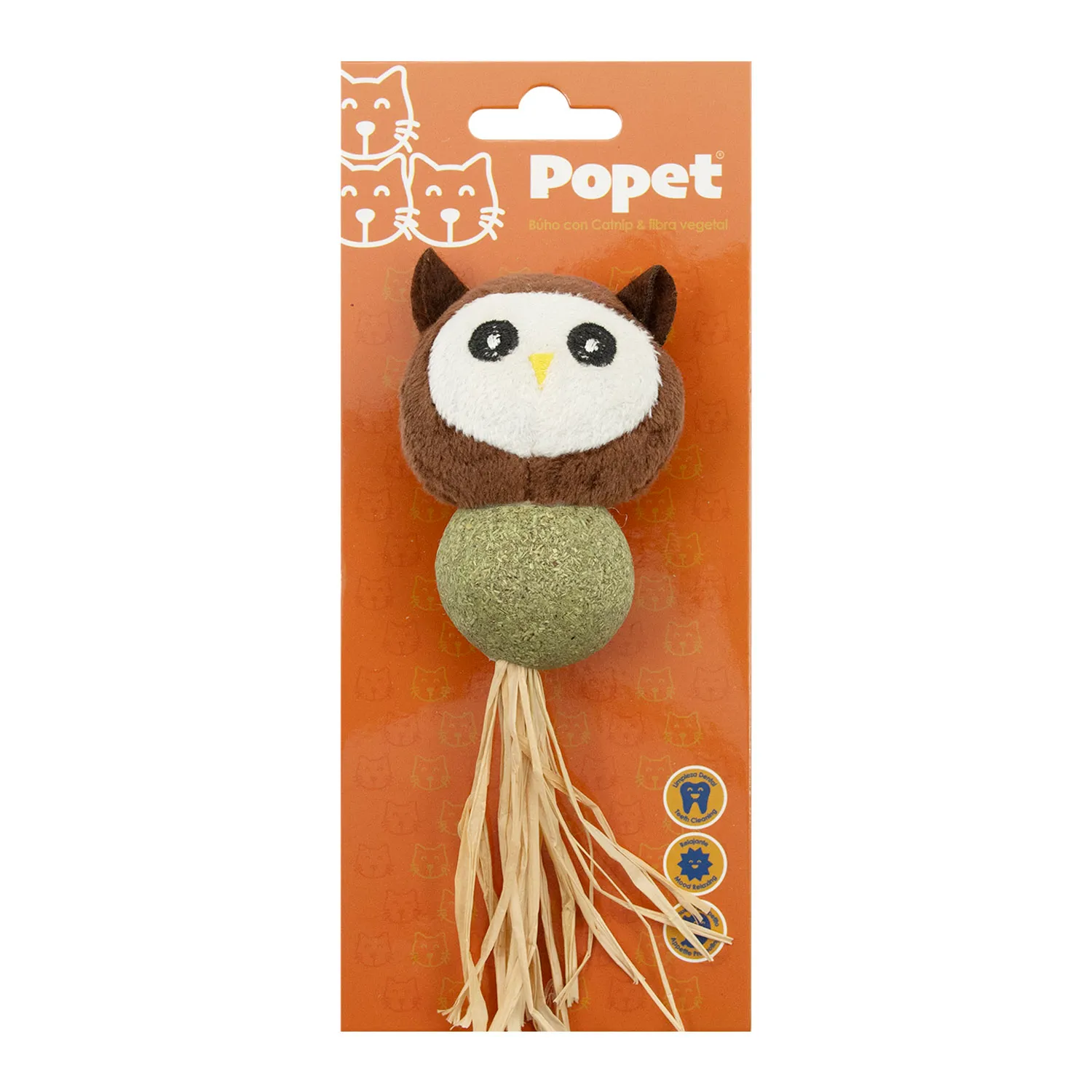 Juguete Búho Con Catnip Y Fibra Vegetal Para Gato Popet
