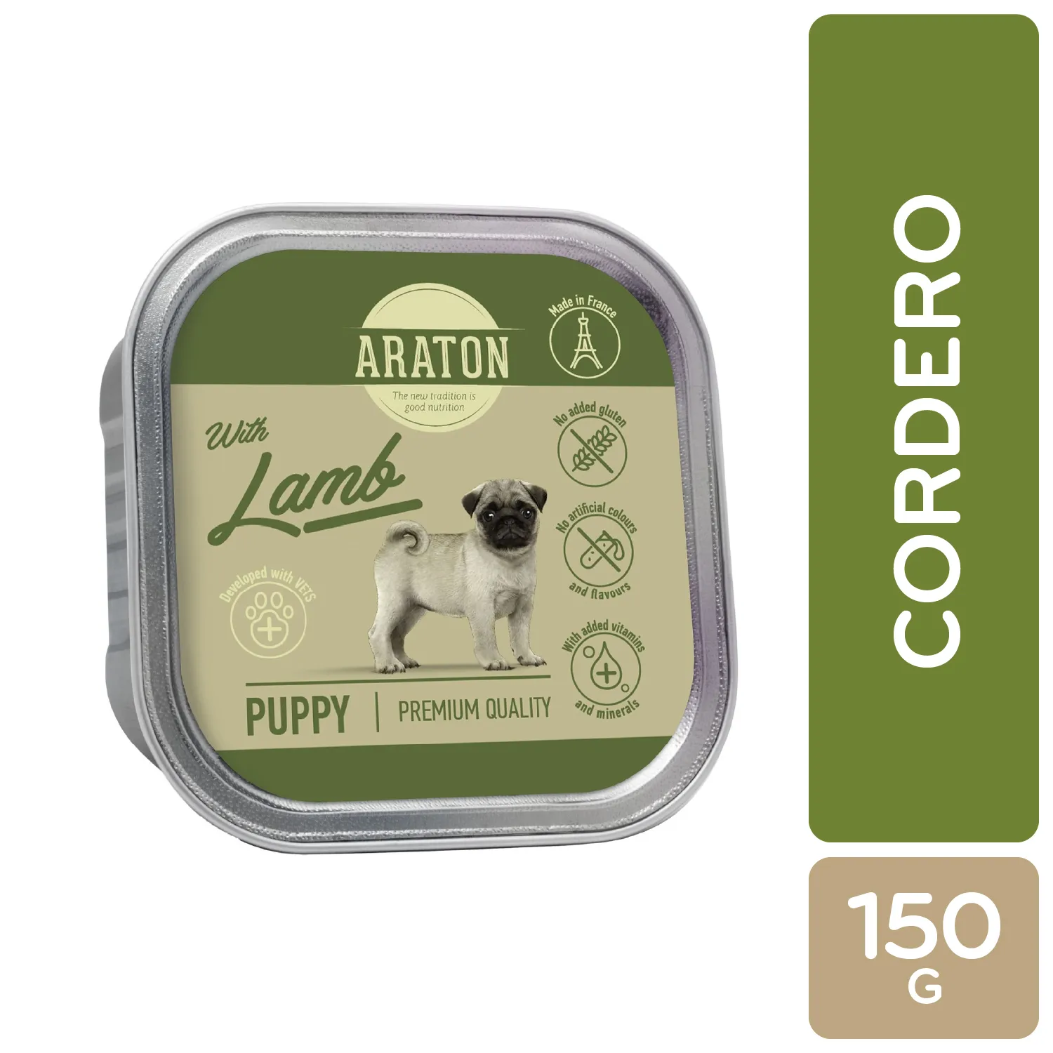 Alimento Perro Humedo Cachorro Cordero Libre De Granos Araton