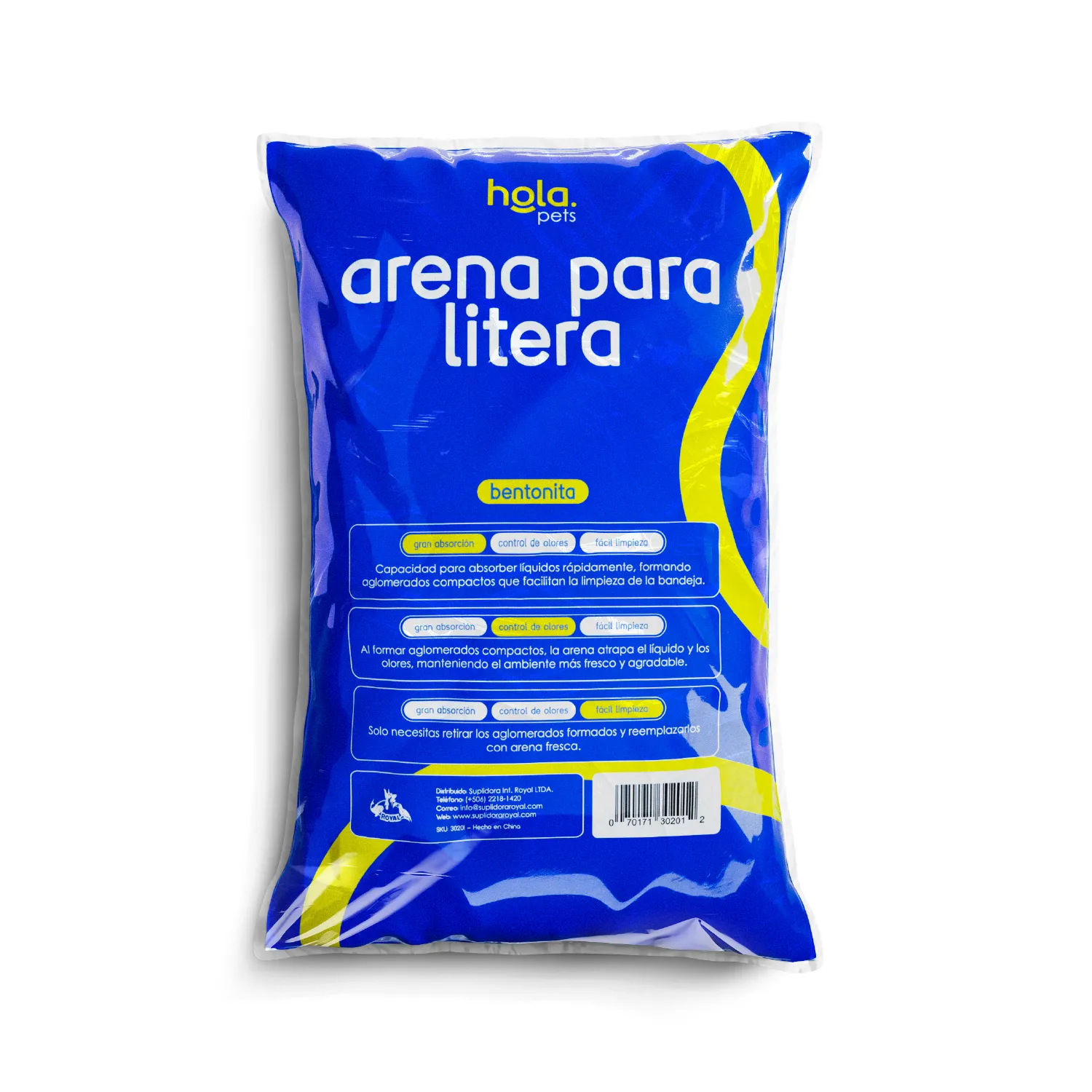 Arena Gato Sin Aroma Control Olores Hola Pet