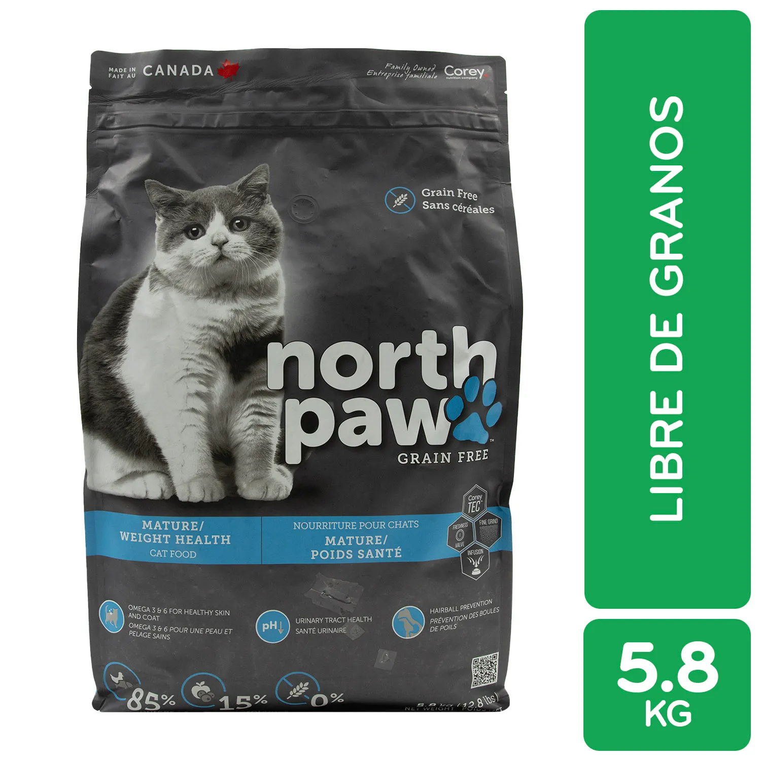 Alimento Gato Seco Adulto Control Peso Libre De Granos North Paw