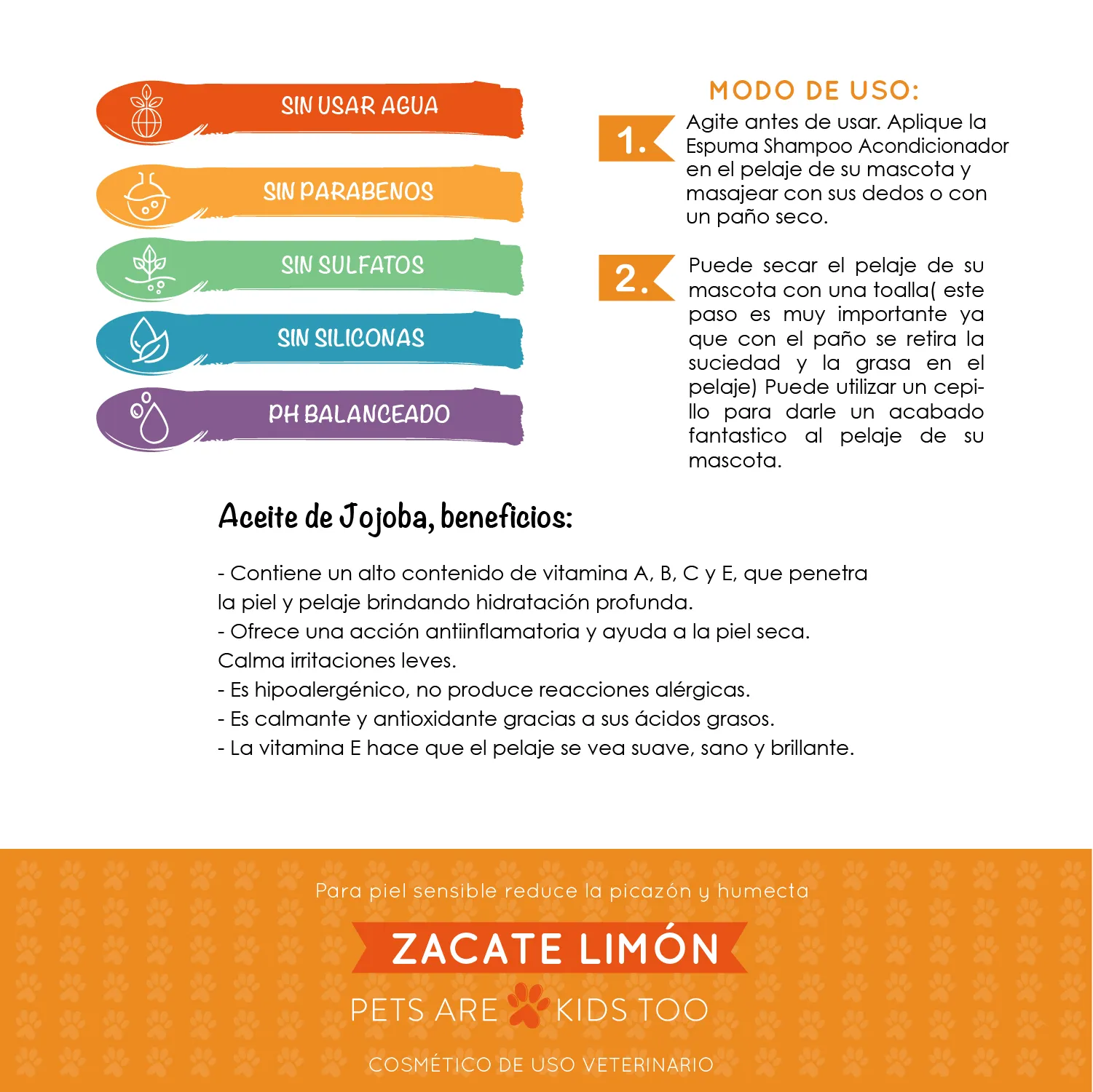 Espuma Perro Zacate Limón Dos En Uno Wizz Pet