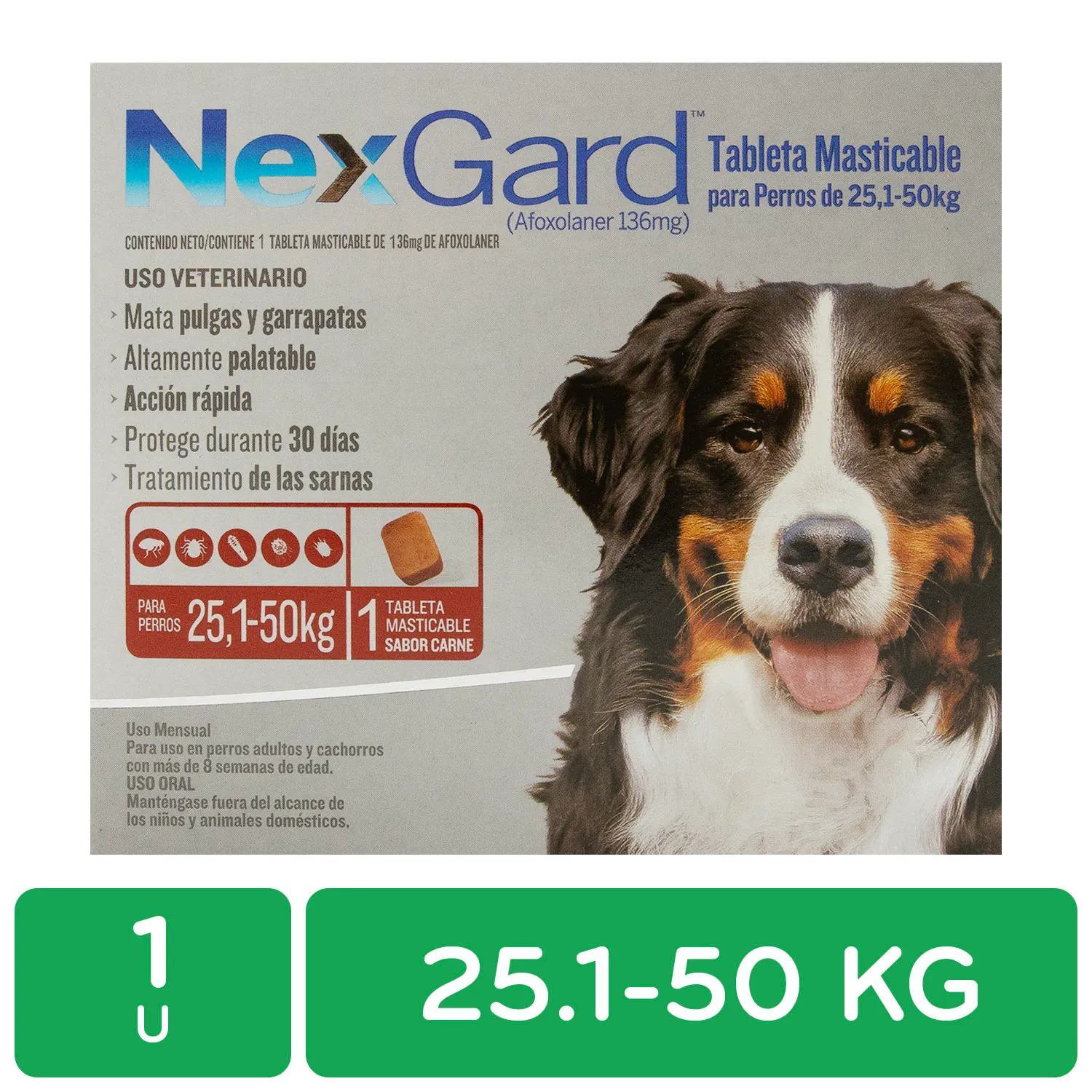 Antipulgas Y Garrapatas Tableta Perro 25-50kg Nexgard