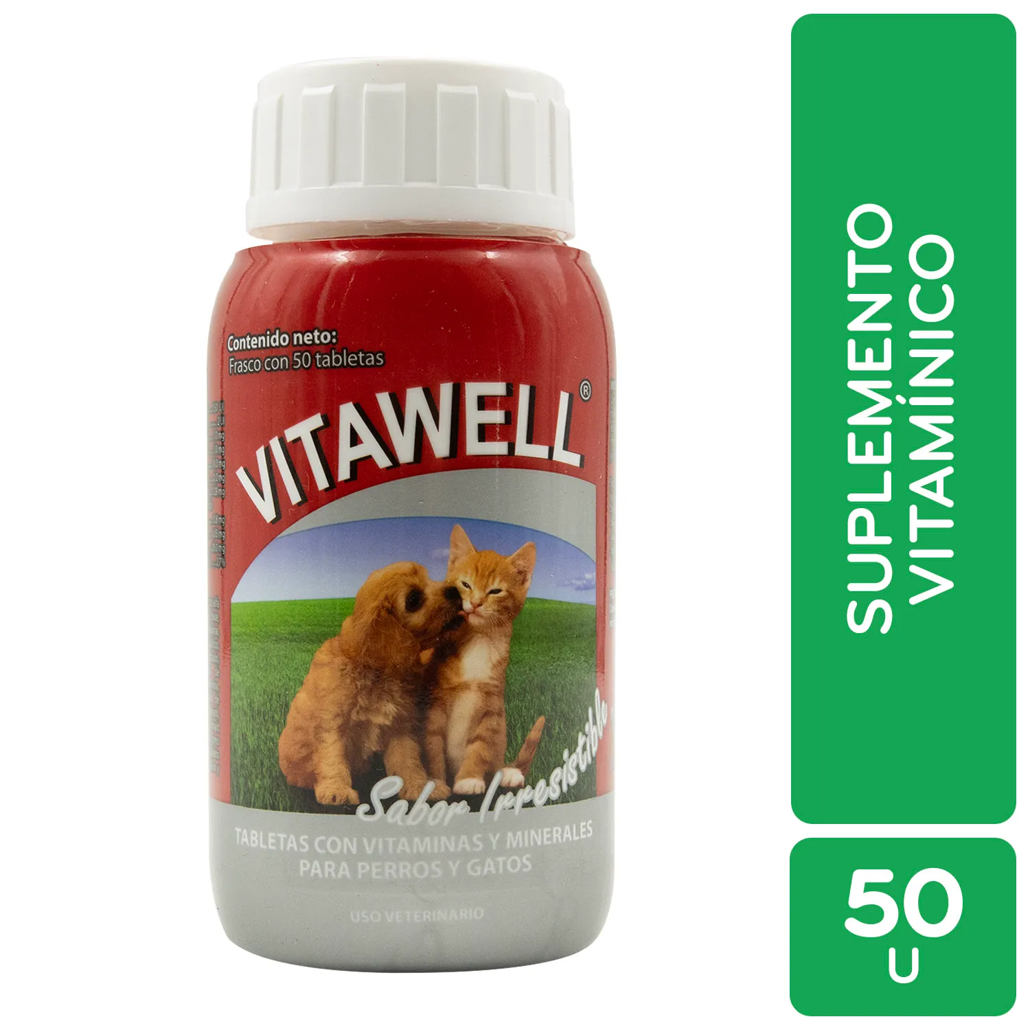 Vitawell Suplemento Vitamínico Mascota Tabletas Sabor Carne