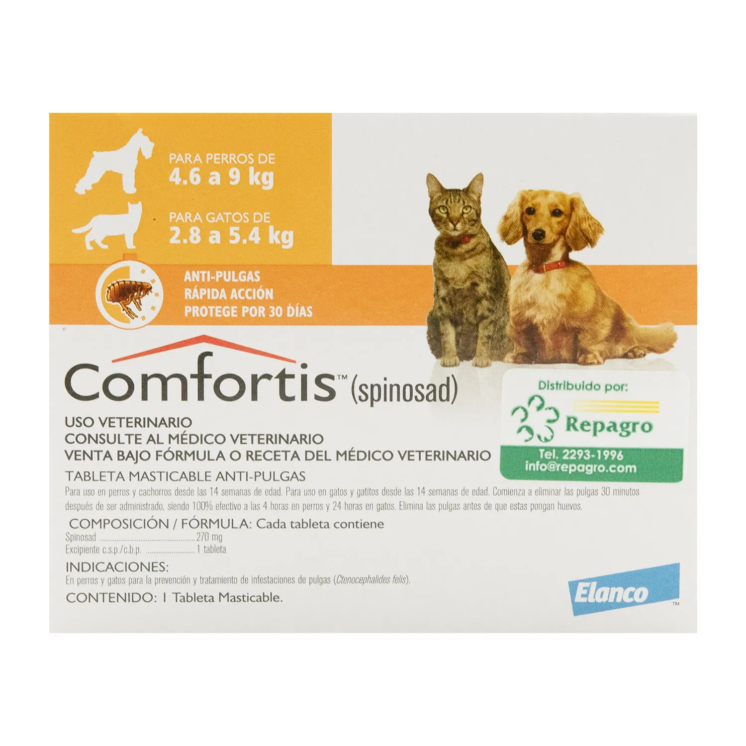 Antipulgas  Tableta Perro 4.6 - 9  Kg Y Gato 2.8 - 5.4 Kg Comfortis