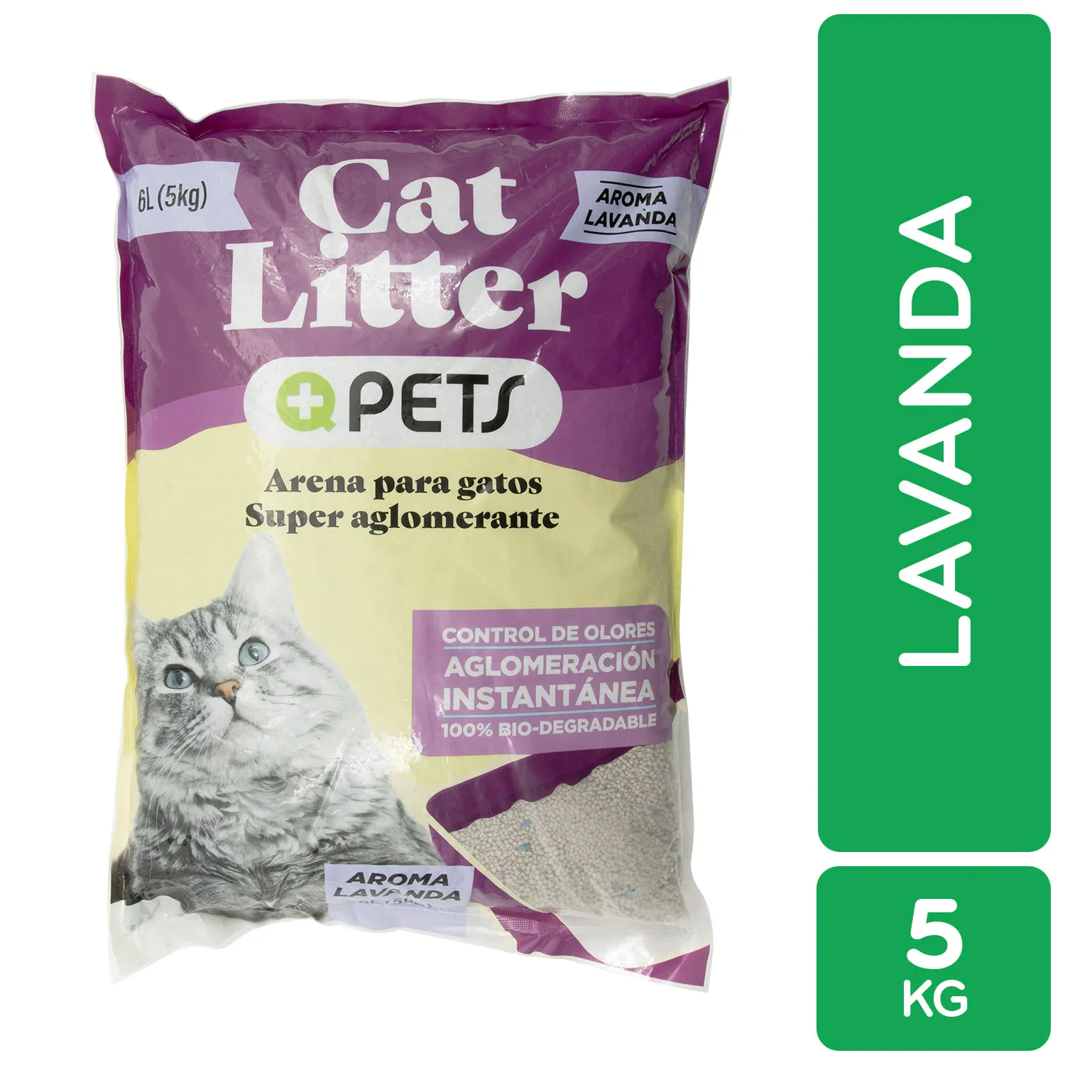 Arena Gato Lavanda Aglutinante Mas Q Pets