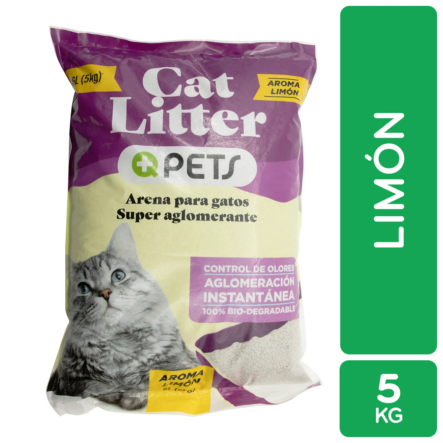 Arena Gato Limón Aglutinante Mas Q Pets