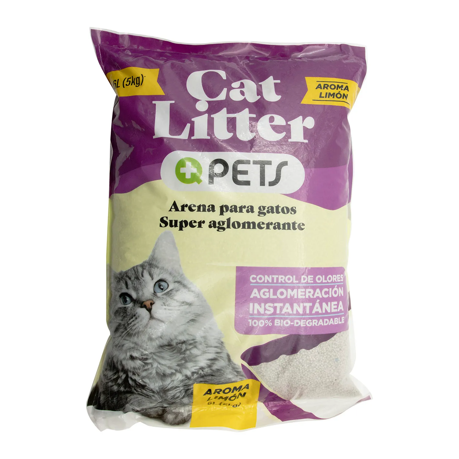 Arena Gato Limón Aglutinante Mas Q Pets