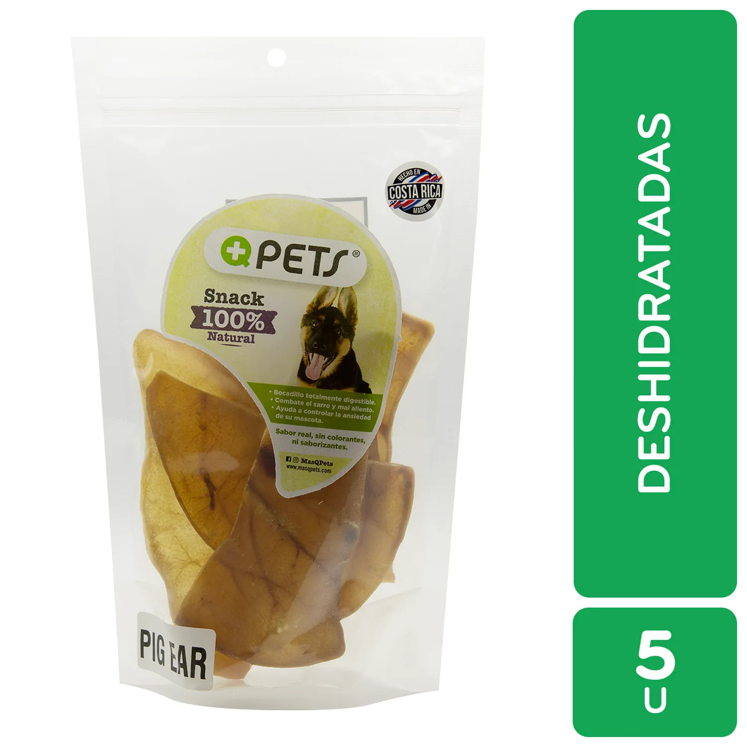 Premio Perro Orejas Cerdo Natural Mas Q Pets