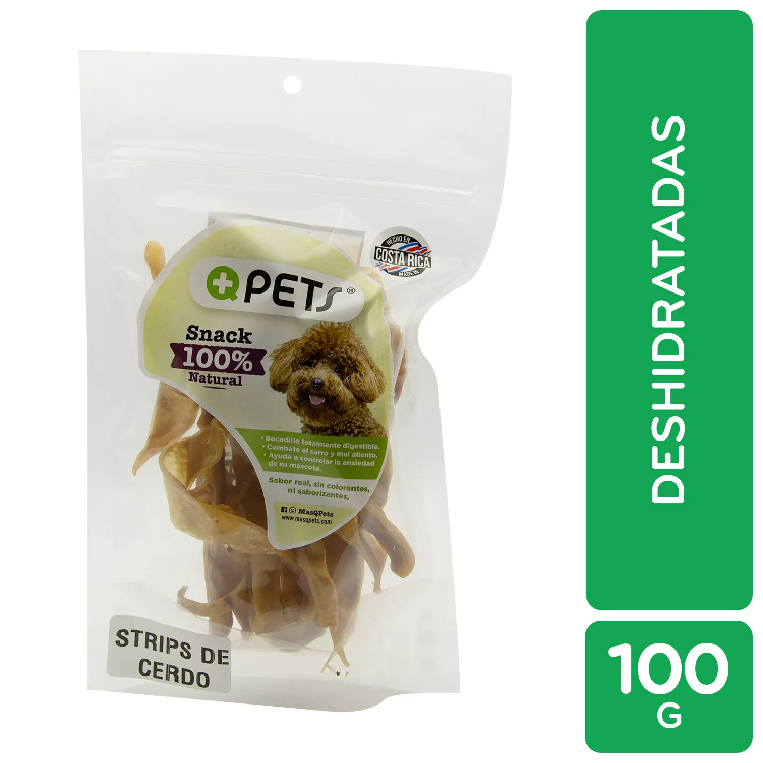 Premio Tiras Piel Cerdo Natural Perro Mas Q Pets