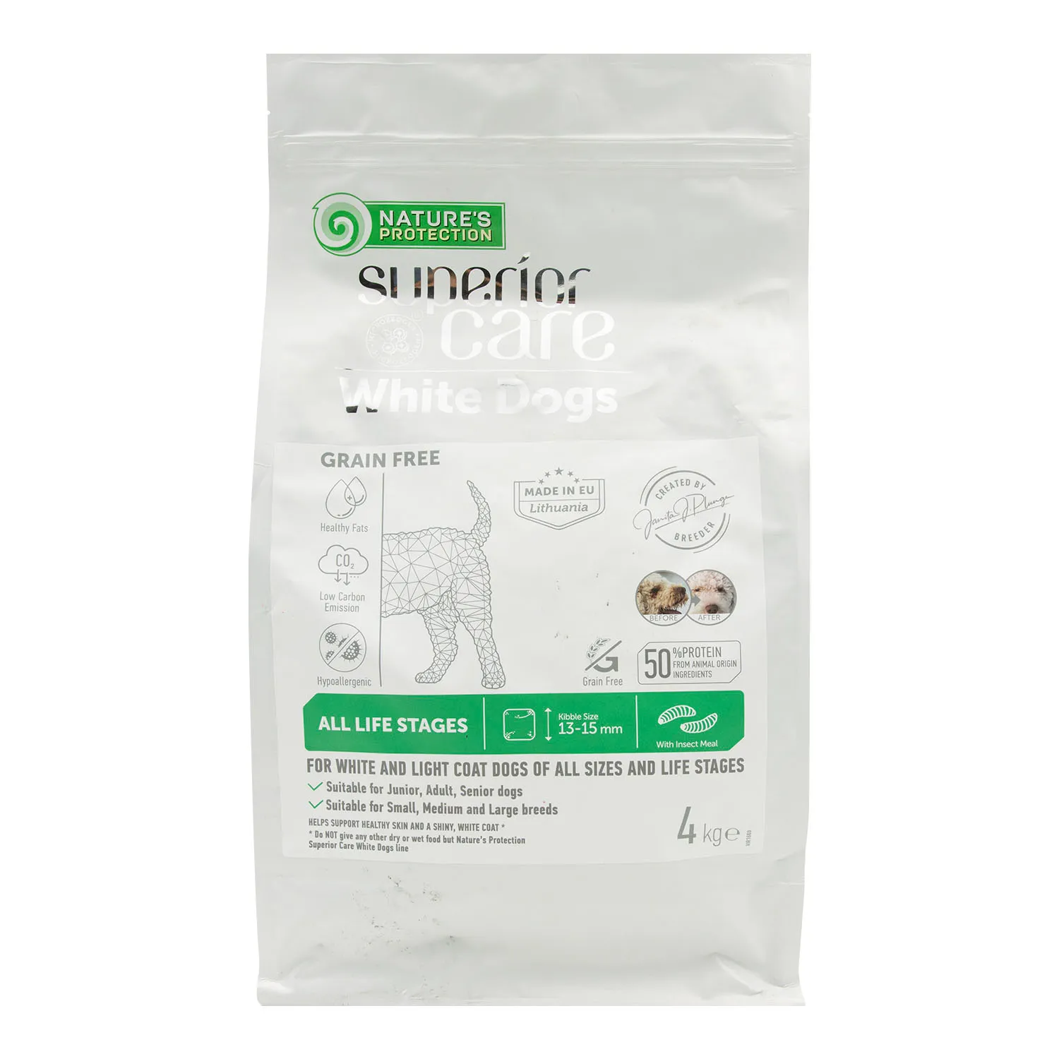 Alimento Perro Adulto Seco Insectos Perro Blanco Natures Protection