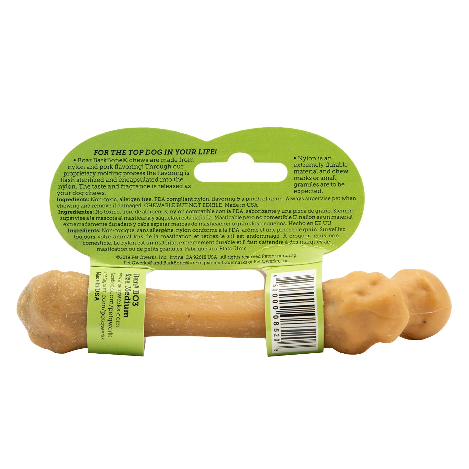 Juguete Hueso Sabor Cerdo Para Perro Barkbone