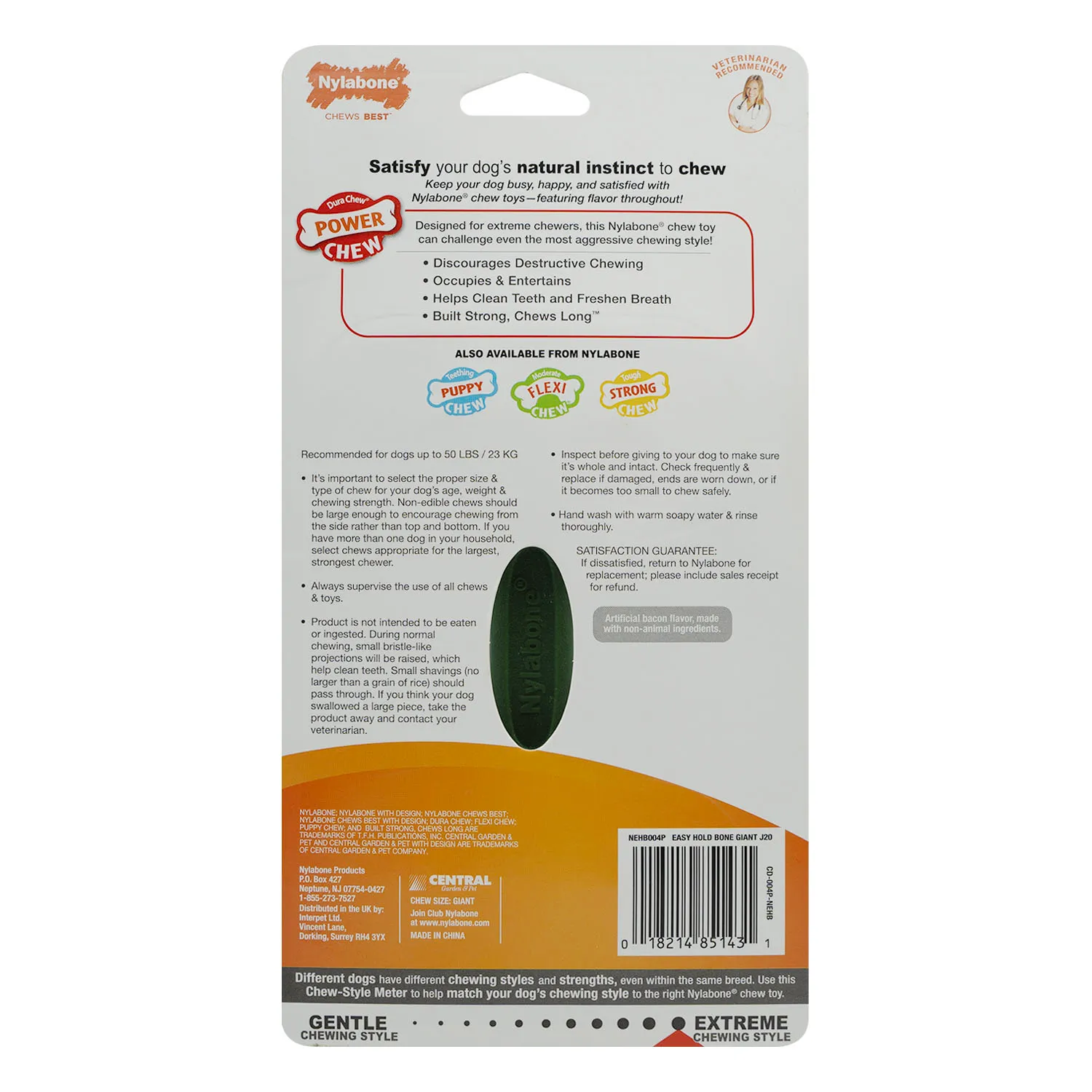 Juguete Hueso  Dental Sabor Tocineta Para Perro Nylabone
