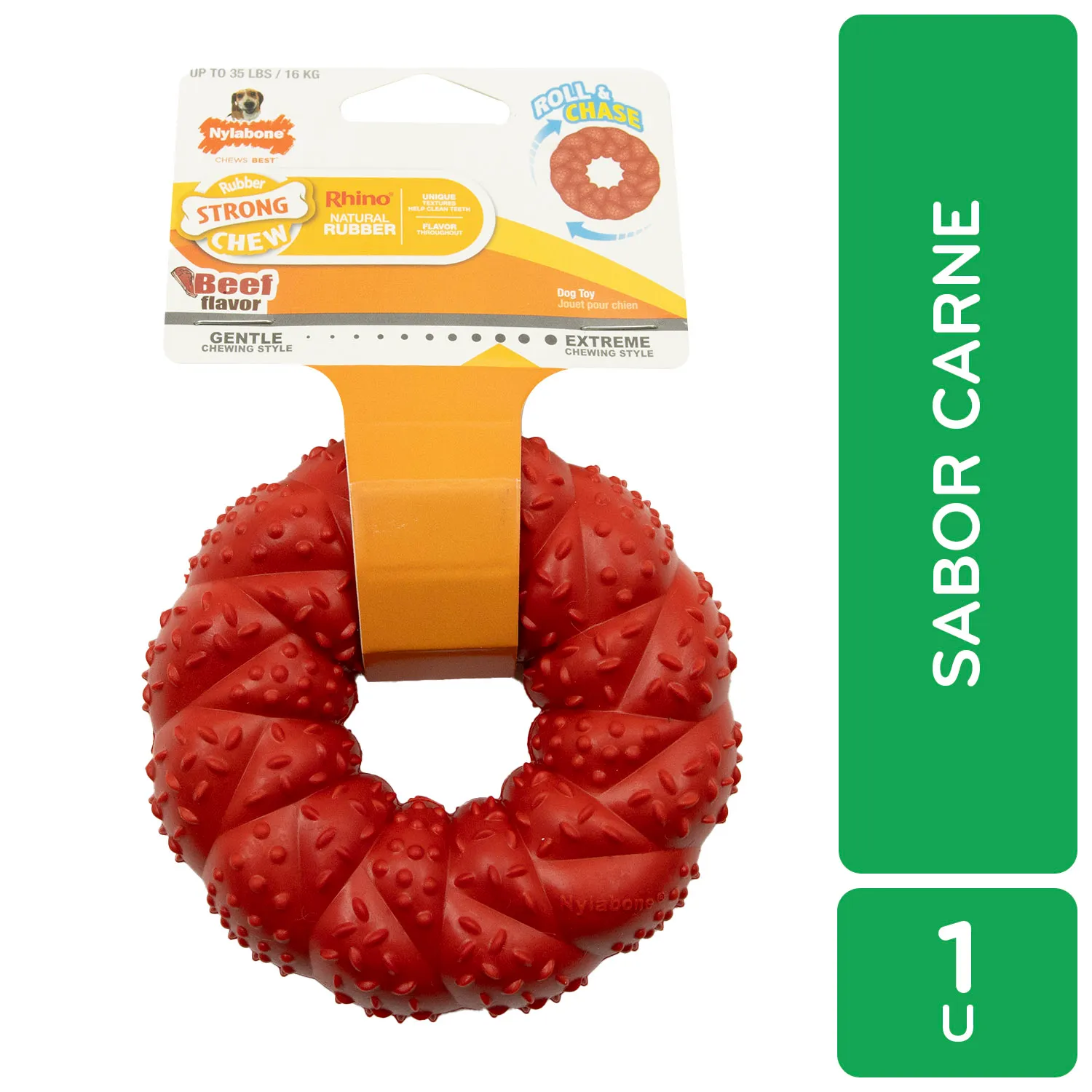 Juguete Dona Roja Sabor Carne Para Perro Nylabone