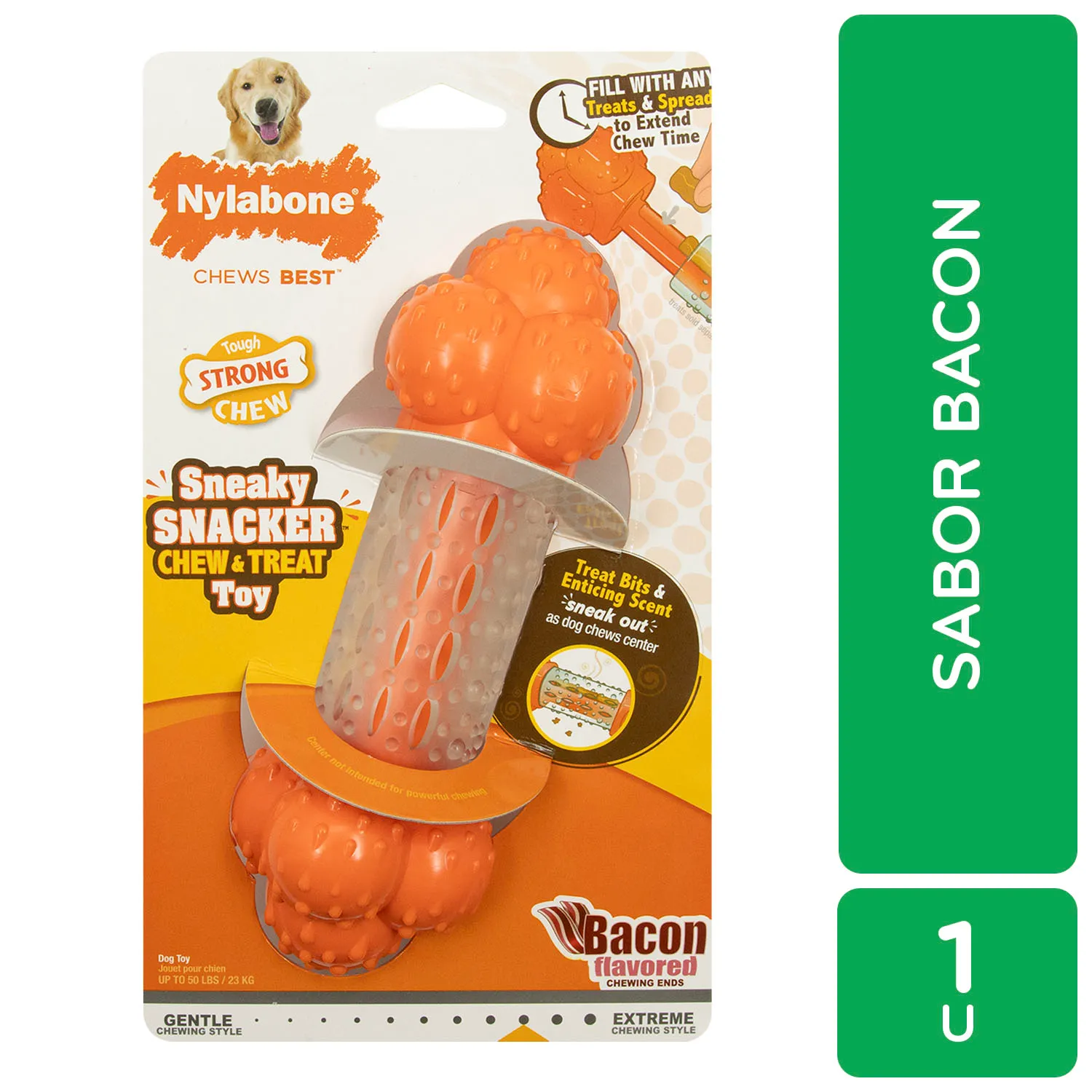 Juguete Hueso Rellenar Sabor Tocineta Para Perro Nylabone