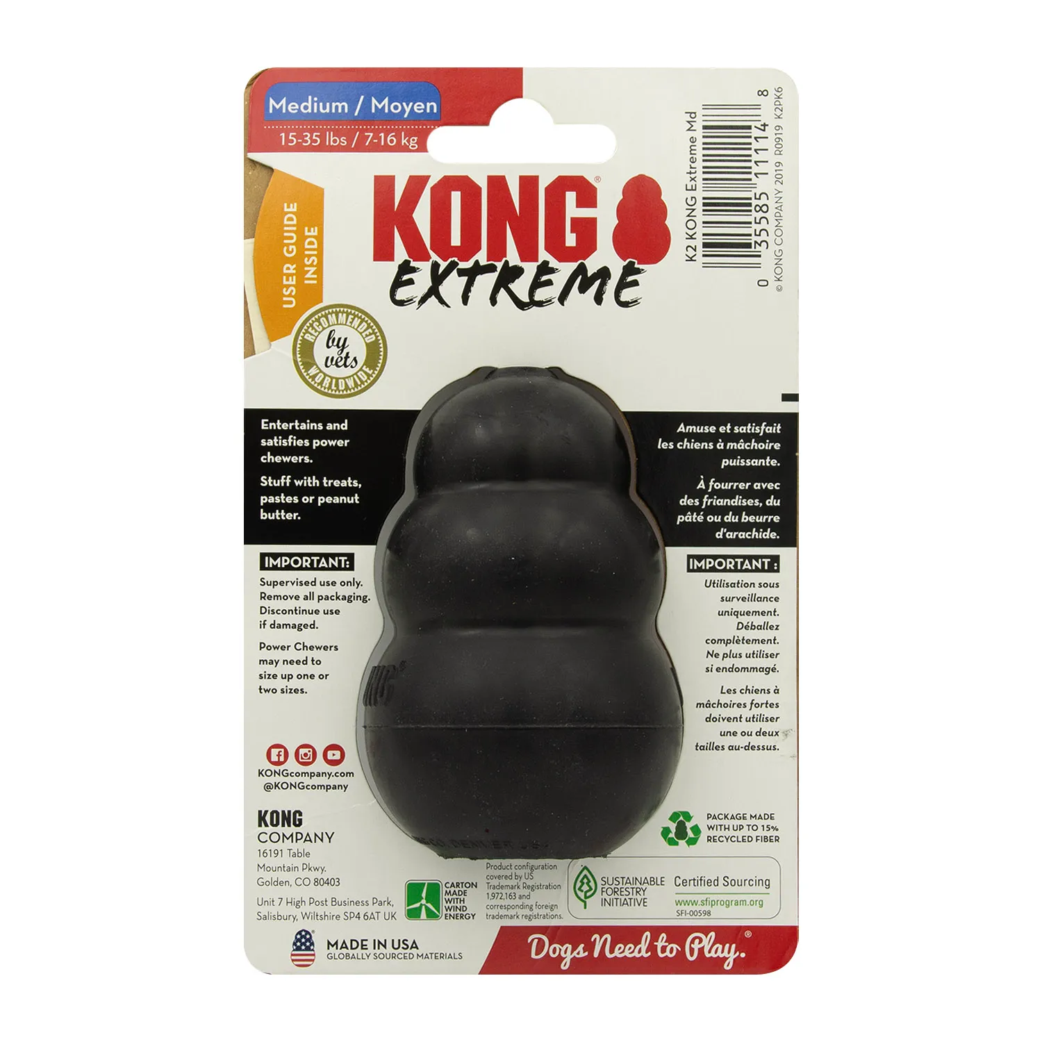 Juguete Negro Tamaño M Para Perro Kong