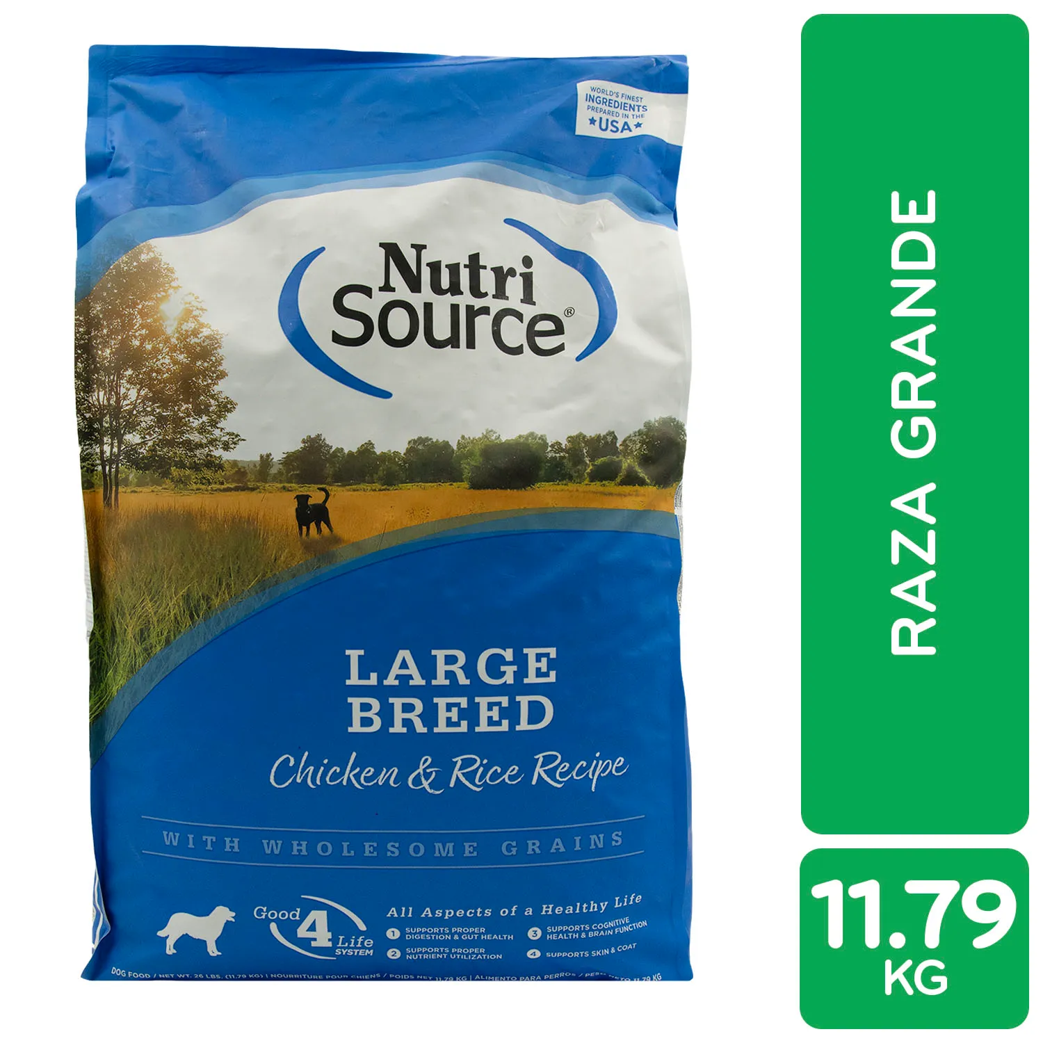 Alimento Perro Adulto Seco Pollo Y Arroz Raza Grande Con Probióticos Nutrisource