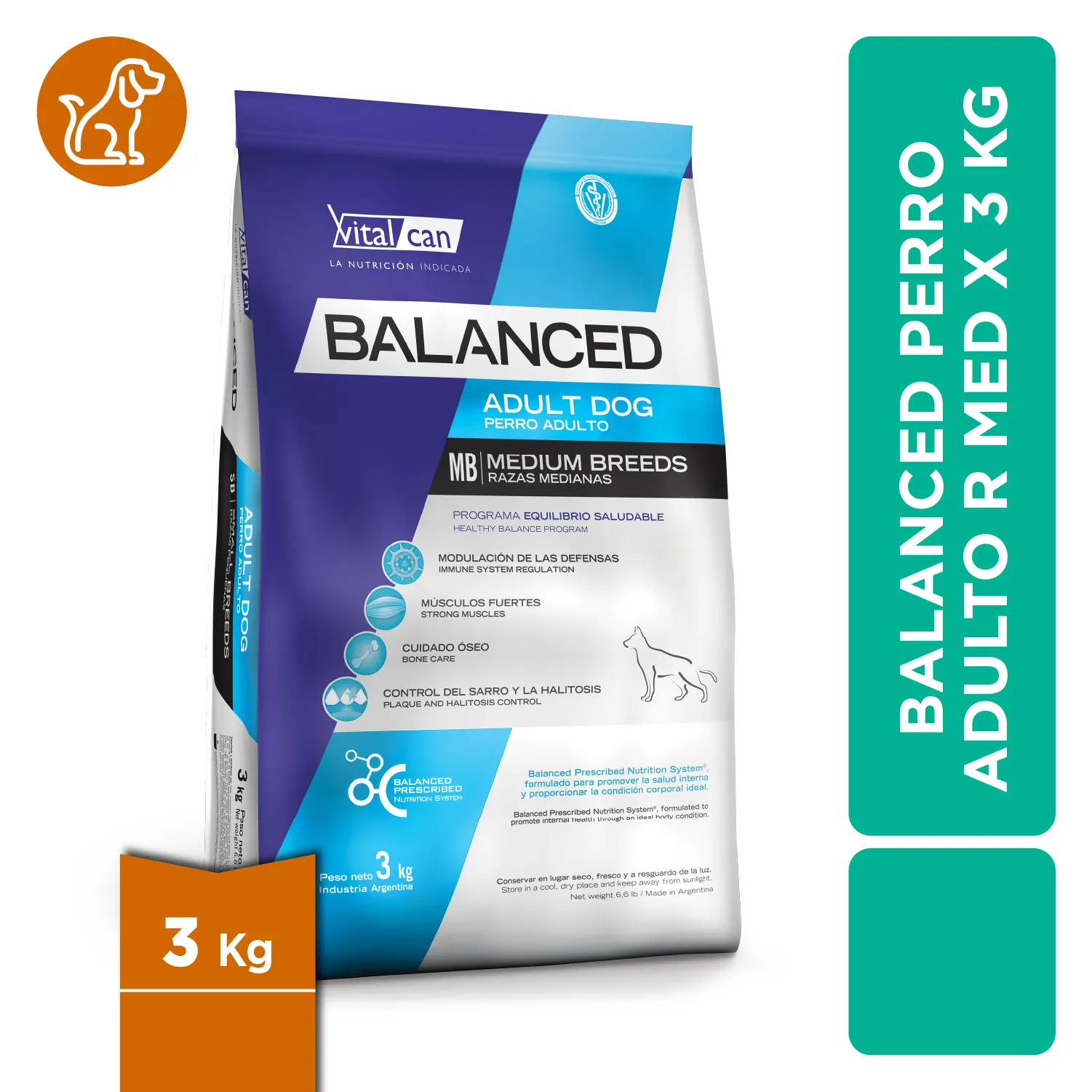 Alimento Perro Seco Adulto Raza Mediana Músculos Fuertes Balanced