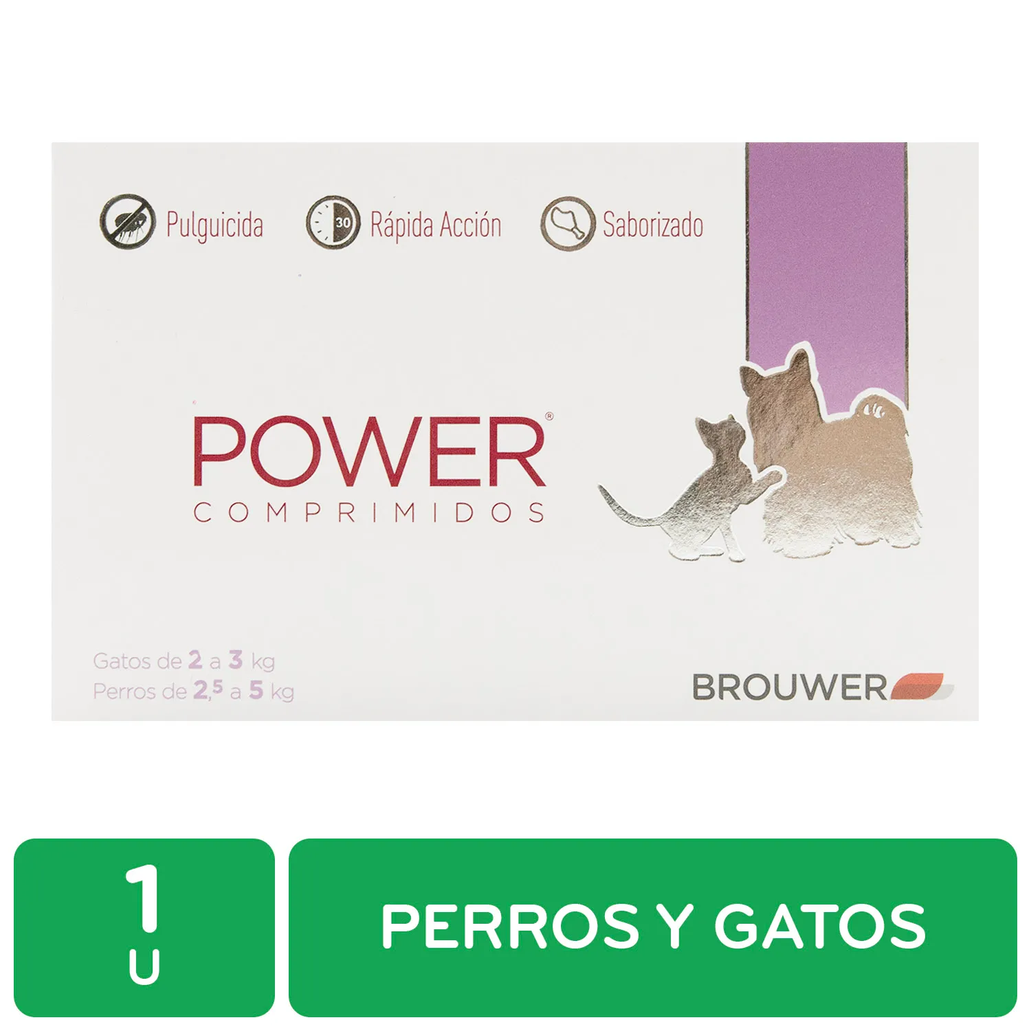 Antipulgas Pastilla Perro Y Gato 2.5 - 5 Kg / 2-3kg Power Brouwer