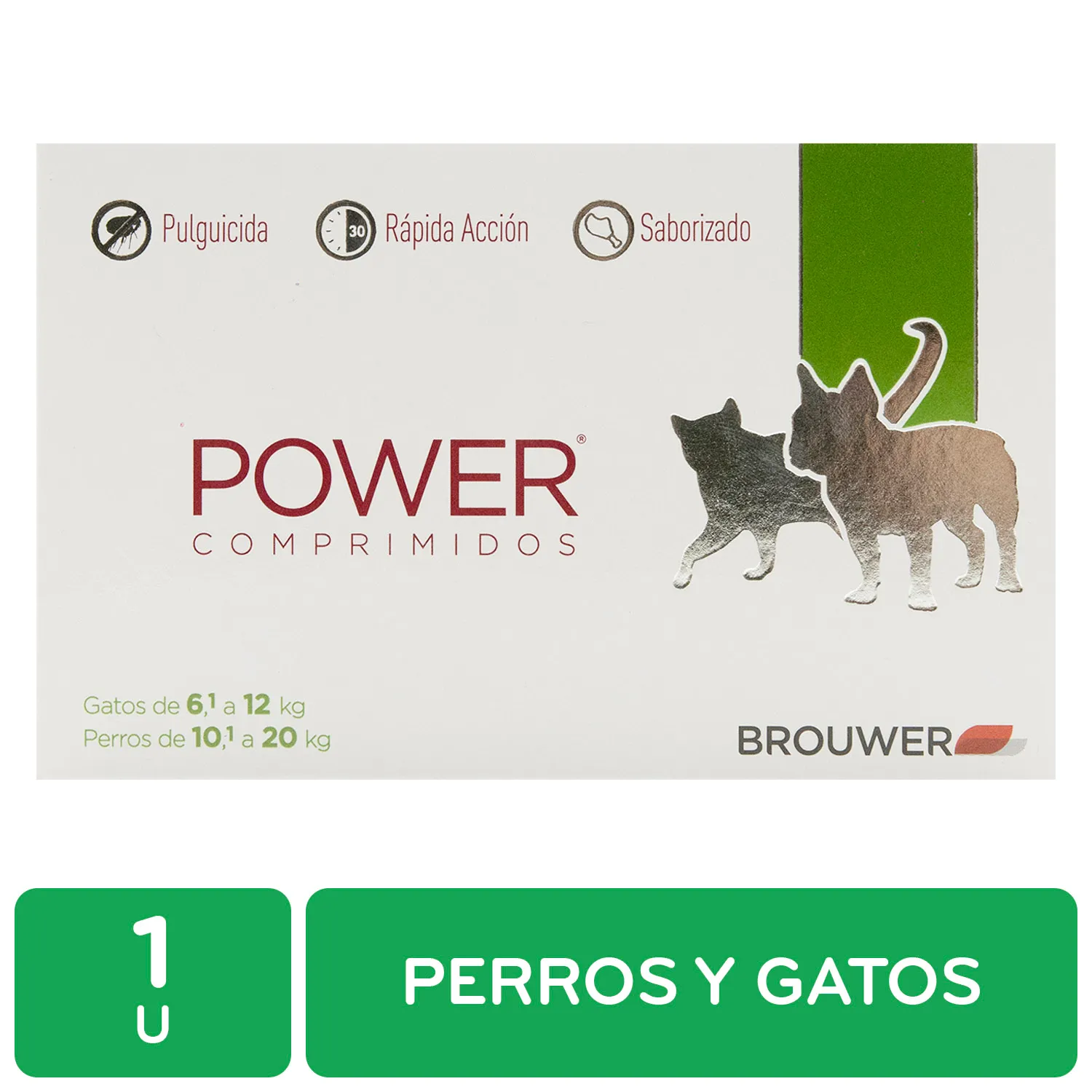 Antipulgas Pastilla Perro Y Gato 10.1-20kg / 6.1-12kg Power Brouwer