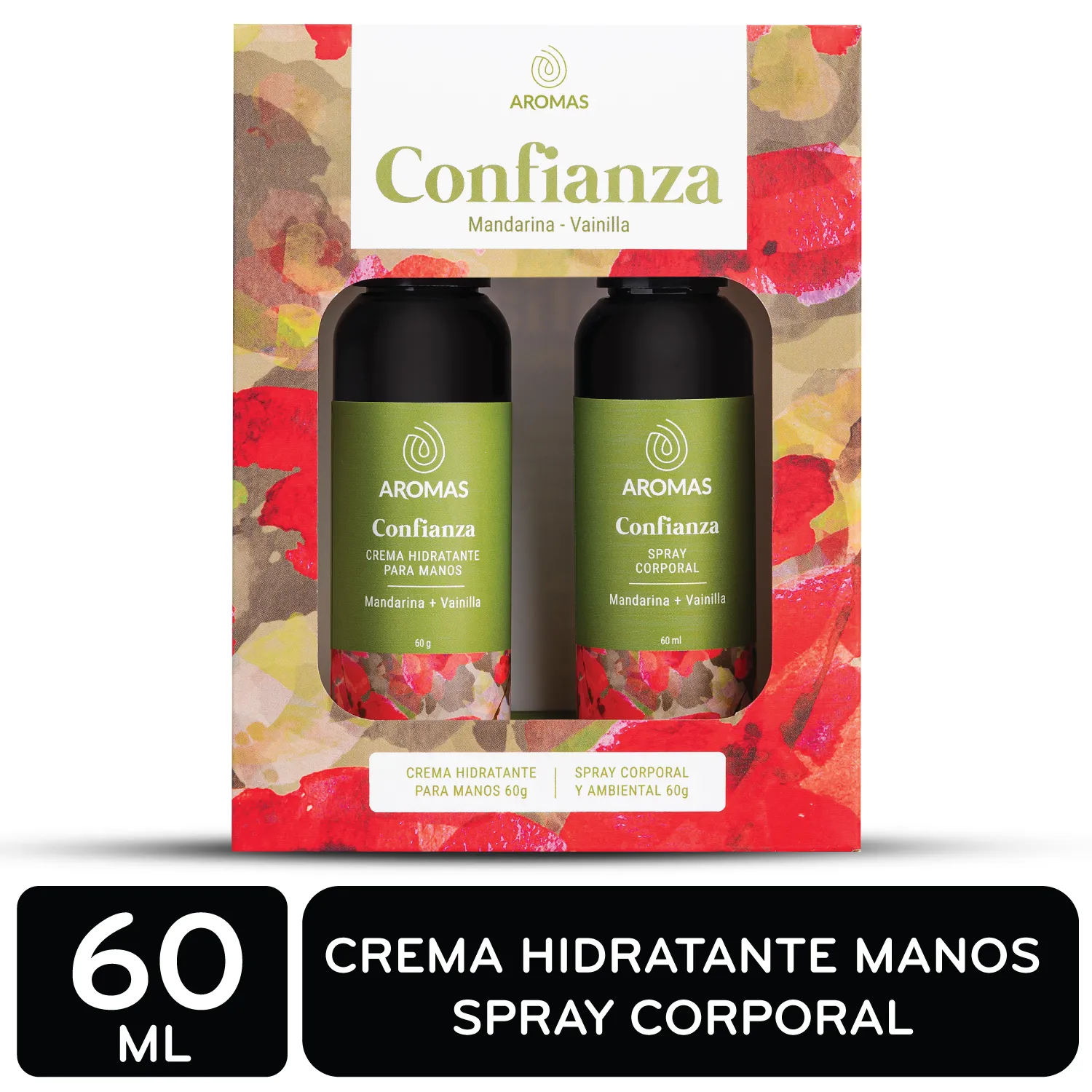 Estuche Crema Manos Spray Corporal Confianza Mandarina Vainilla Aromas Para El Alma