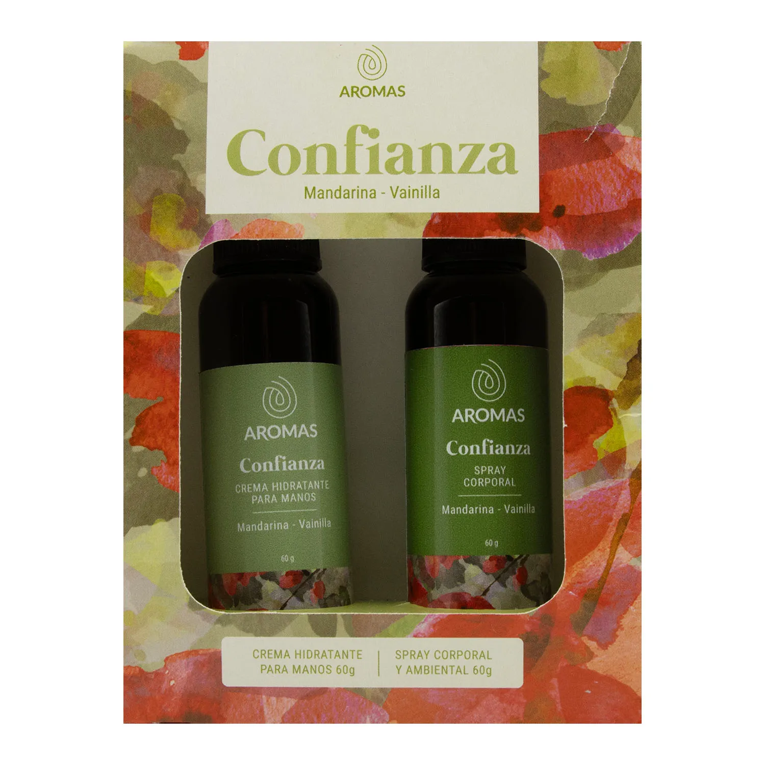 Estuche Crema Manos Spray Corporal Confianza Mandarina Vainilla Aromas Para El Alma