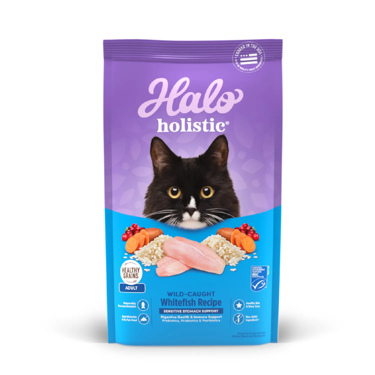 Alimento Gato Seco Adulto Pez Blanco Estomago Sensible Halo