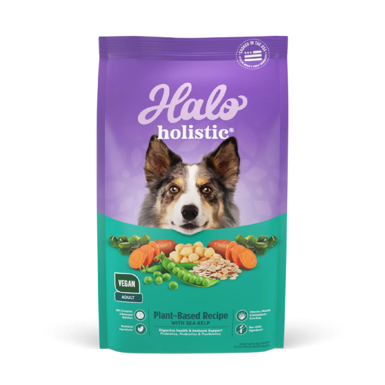 Alimento Perro Seco Adulto Base De Plantas Con Algas Vegano Halo