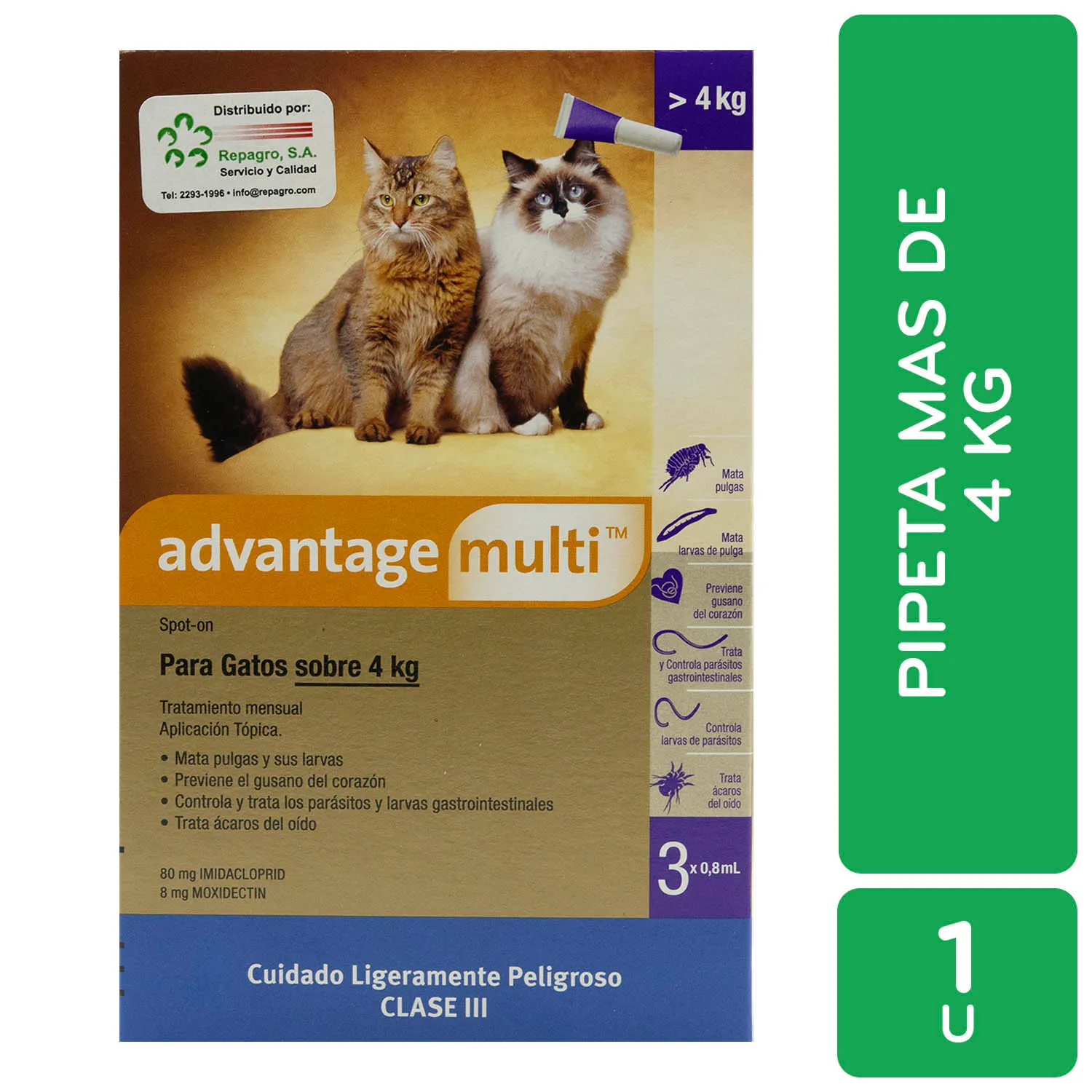 Antipulgas Interno Y Externo Gato Pipeta 4+ Kg Advantage