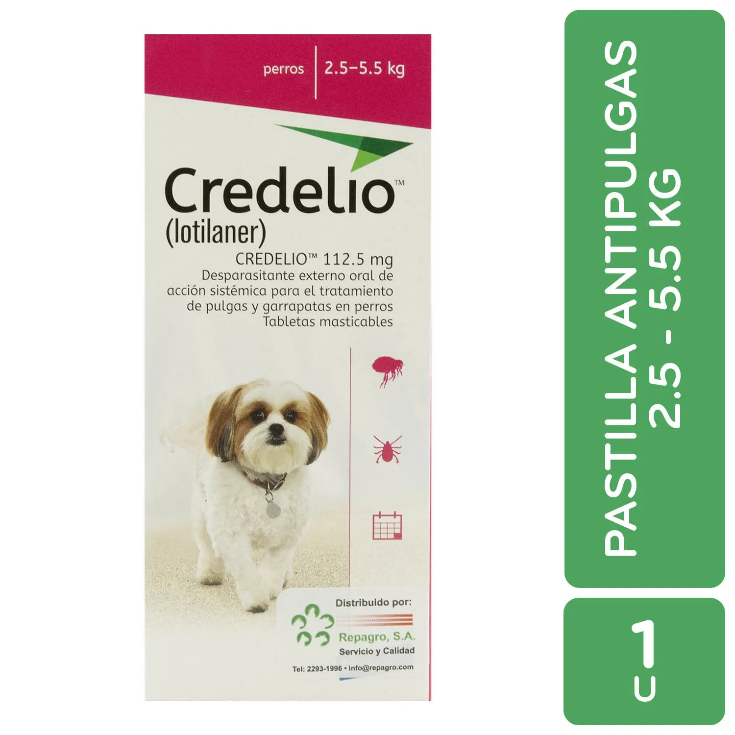 Antipulgas Y Garrapatas Externo Perro Pastilla 2.5 A 5.5 Kg Credelio