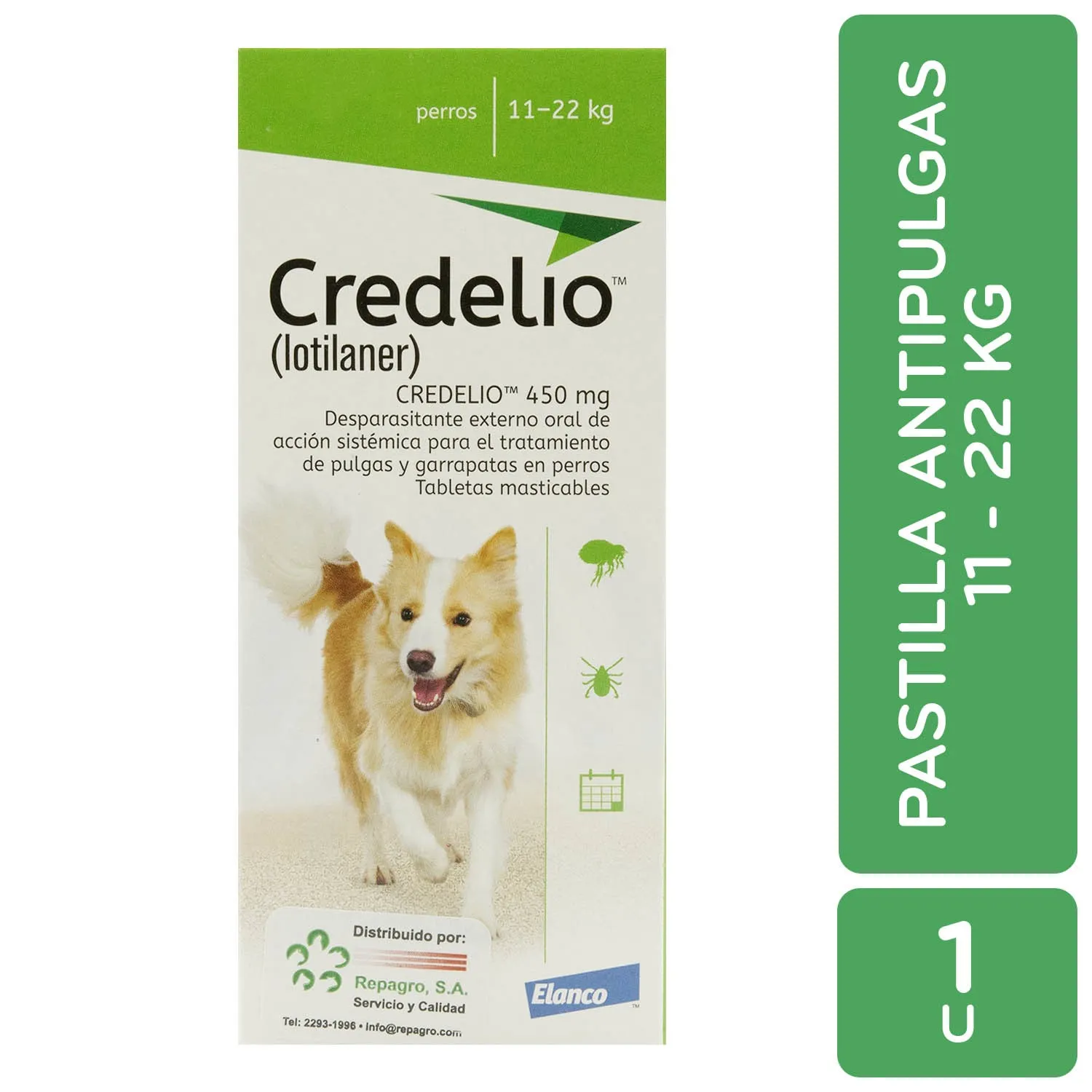 Antipulgas Y Garrapatas Externo Perro Pastilla 11 A 22 Kg Credelio