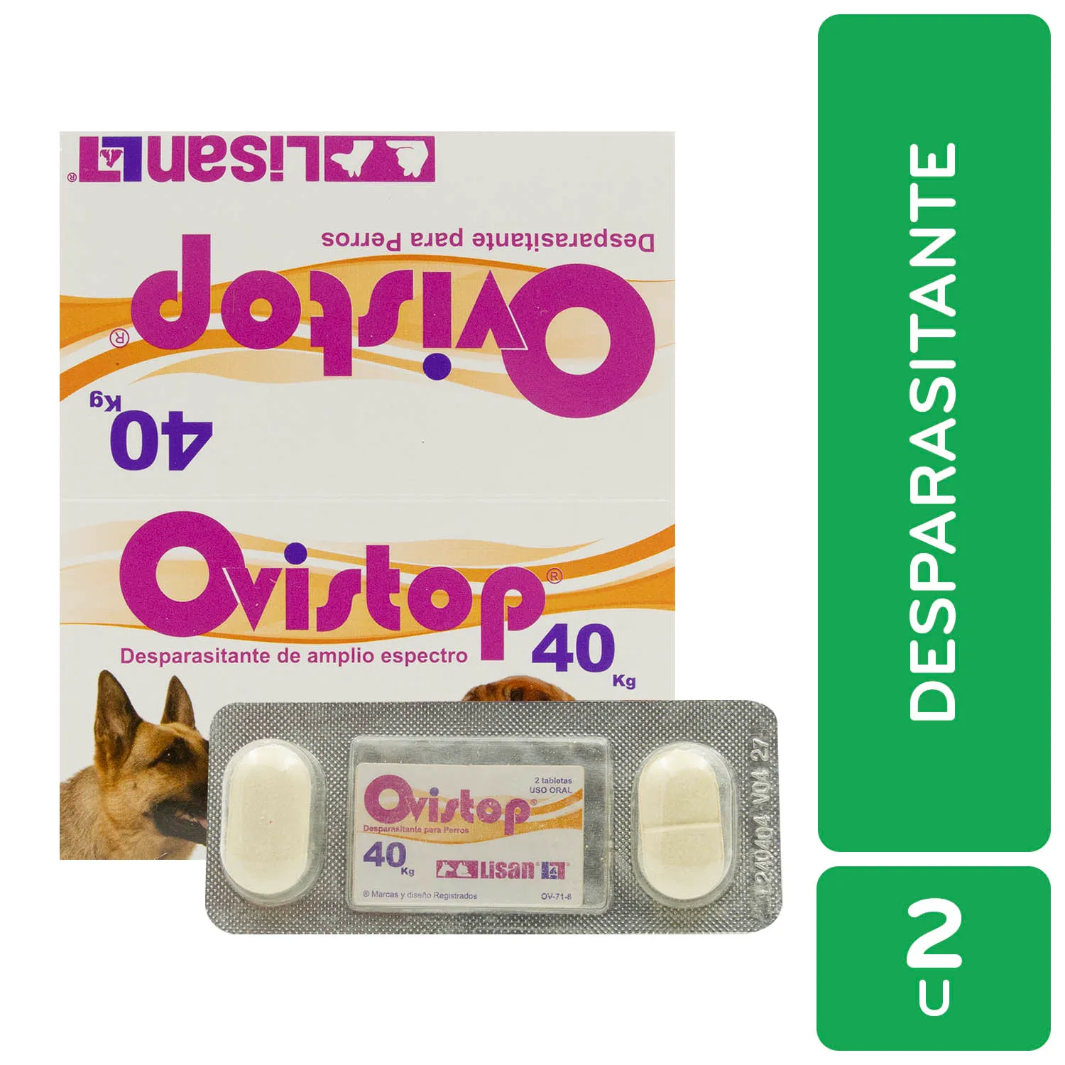 Desparasitante  Amplio Expectro Pastilla Perro 40 Kg Ovistop Lisan