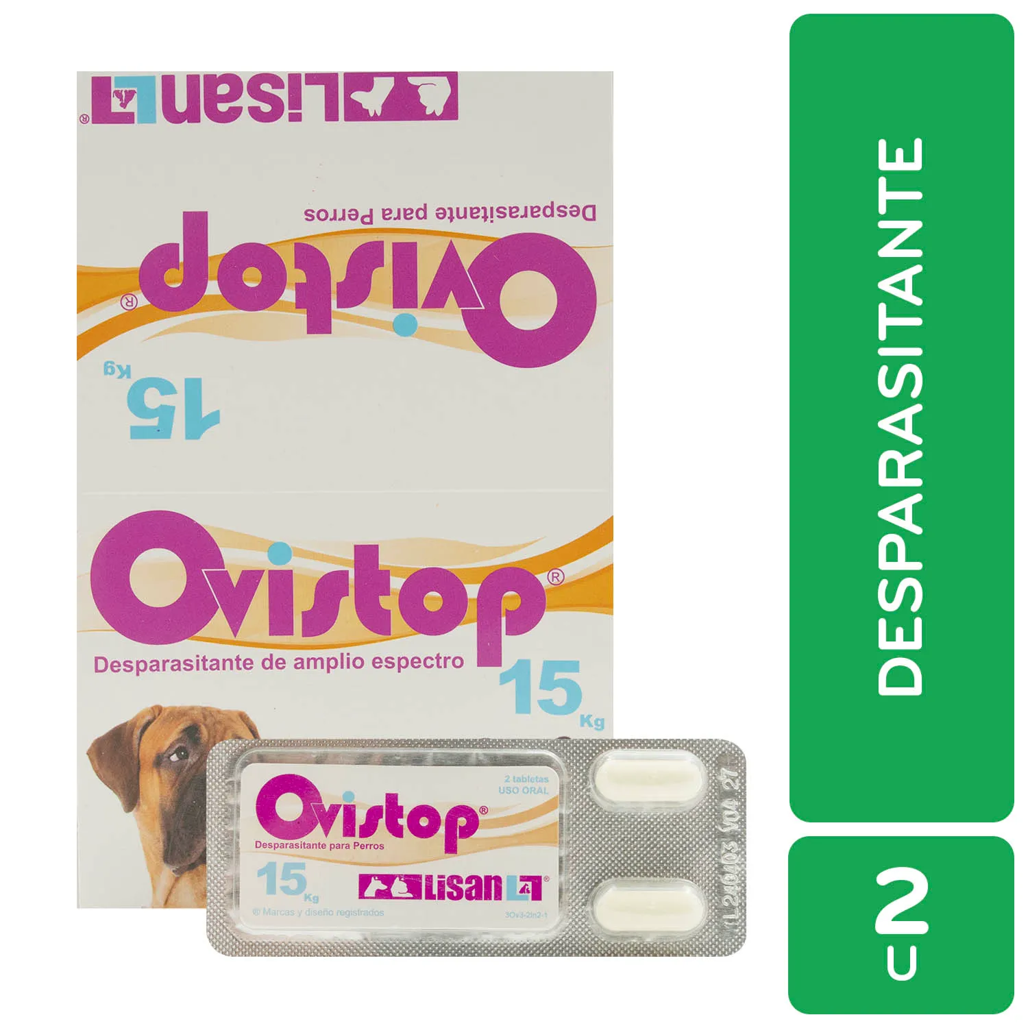 Desparasitante  Amplio Expectro Pastilla Perro 15 Kg Ovistop Lisan