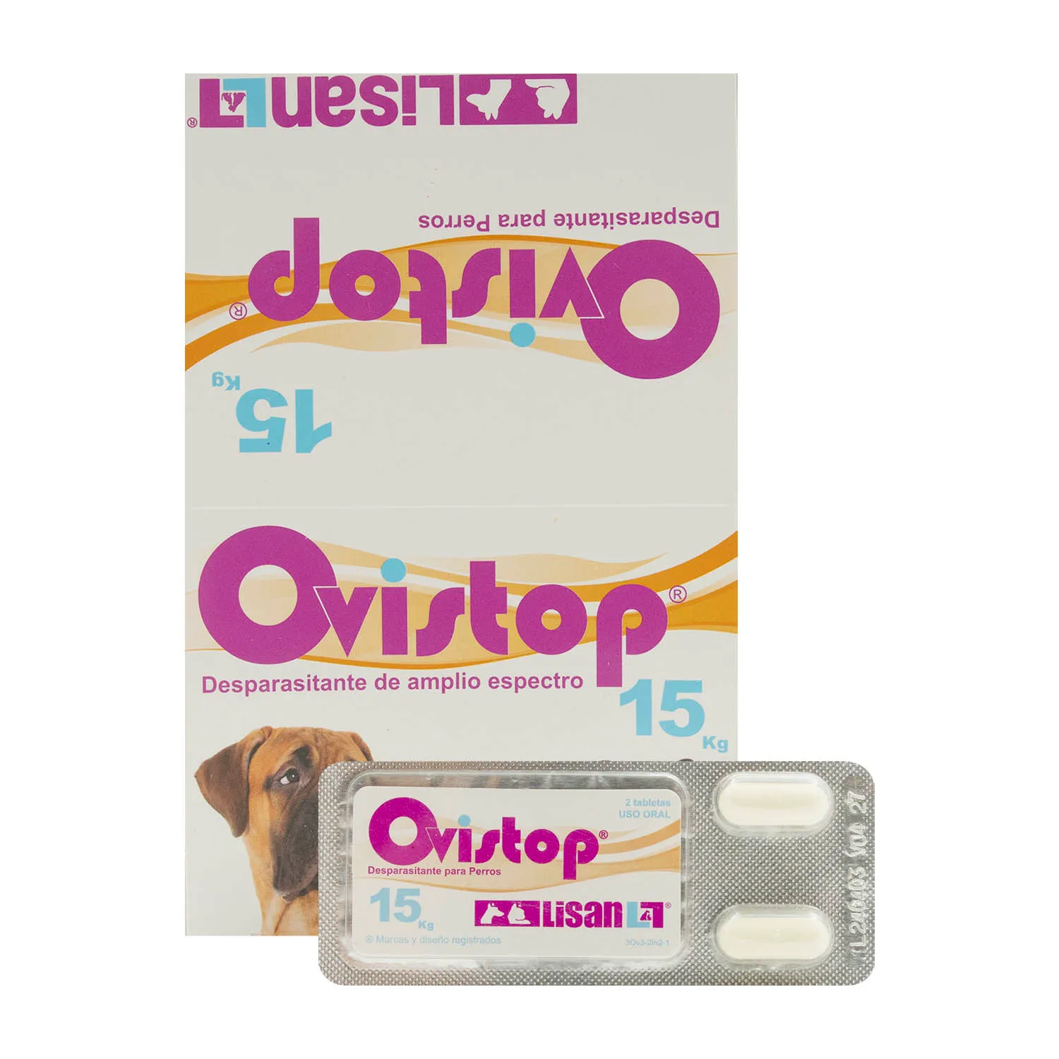 Desparasitante  Amplio Expectro Pastilla Perro 15 Kg Ovistop Lisan