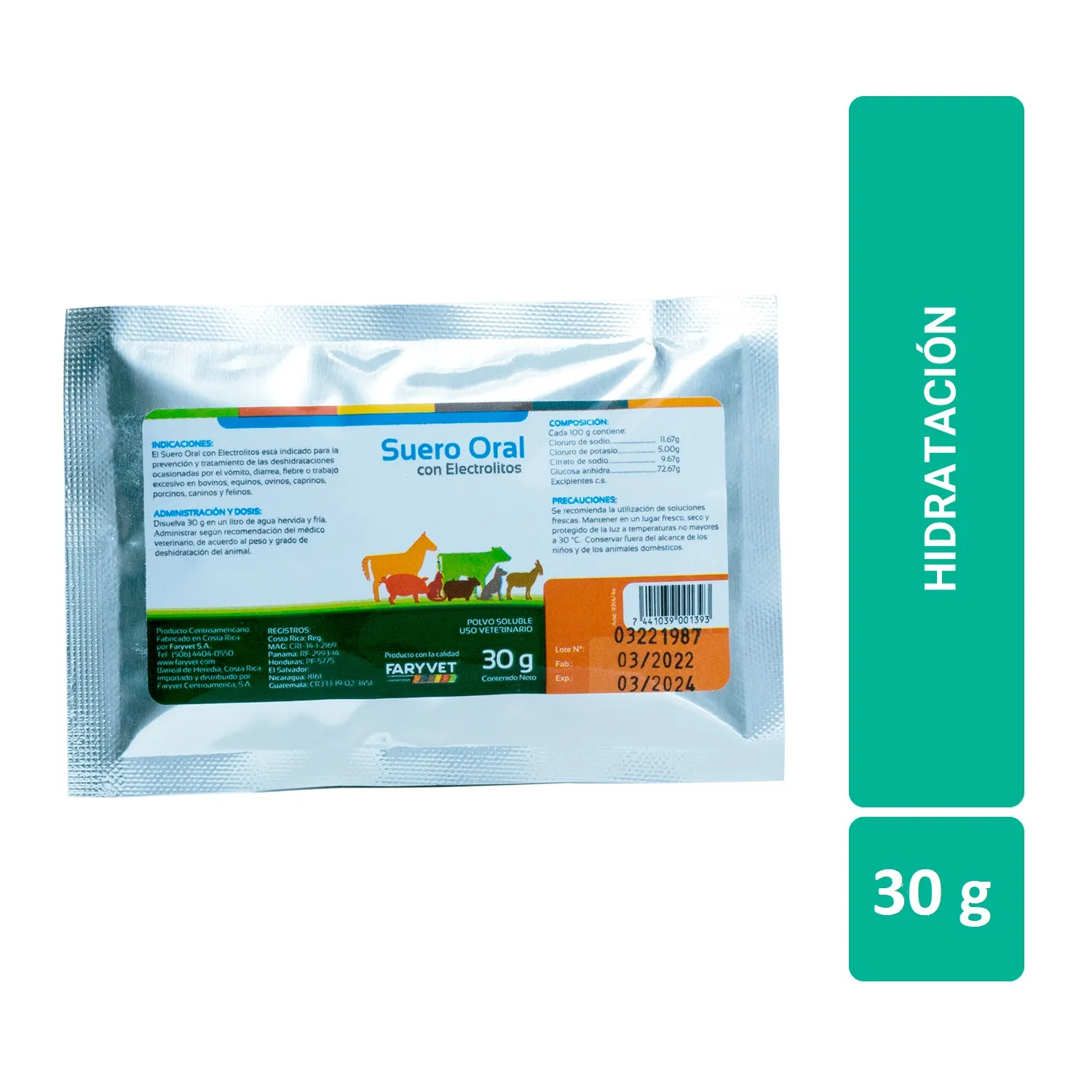 Suero Oral  En Polvo Para Mascotas Faryvet