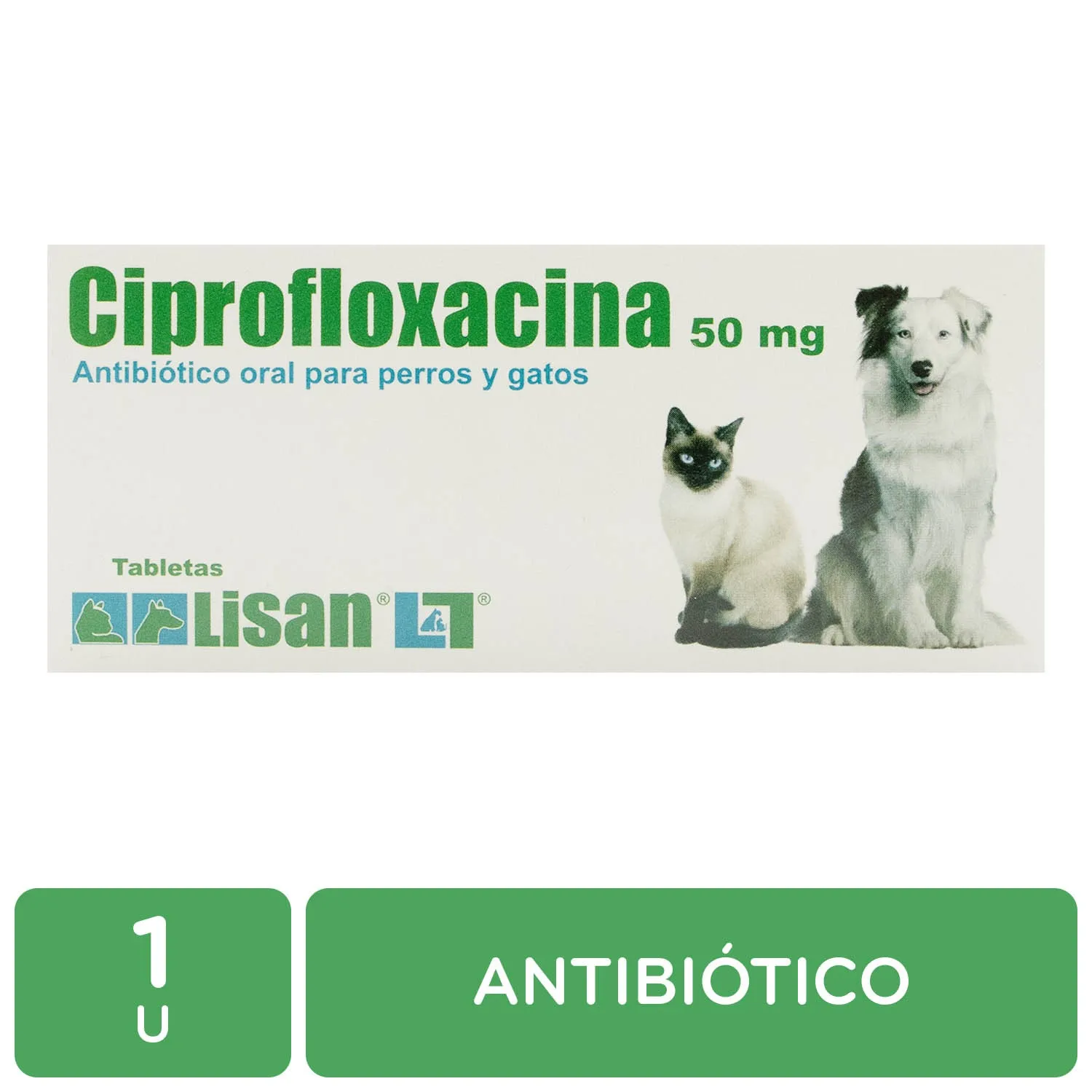 Antibiótico Pastilla Perro Y Gato 50 Mg Ciprofloxacina Lisan
