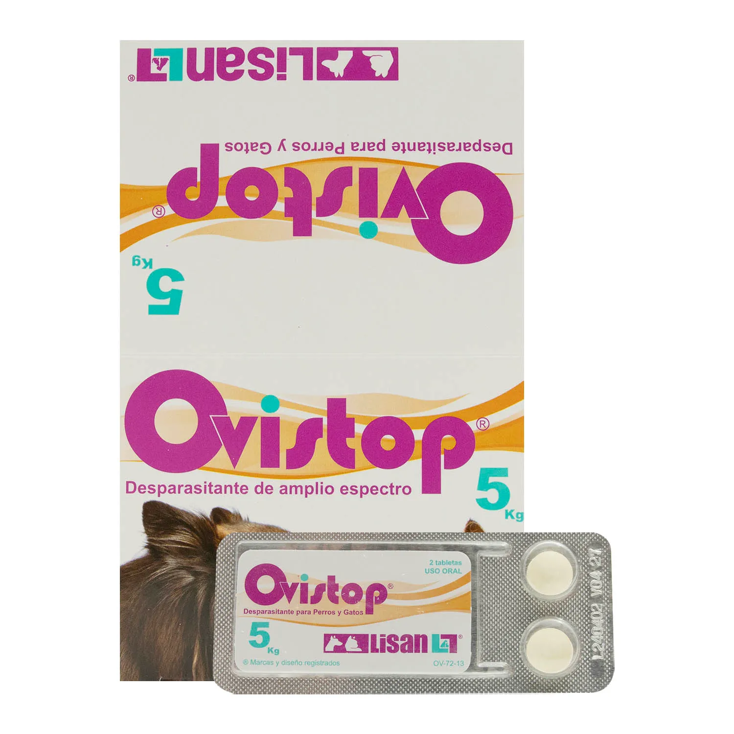 Desparasitante  Amplio Expectro Pastilla Perro Y Gato 5 Kg Ovistop Lisan