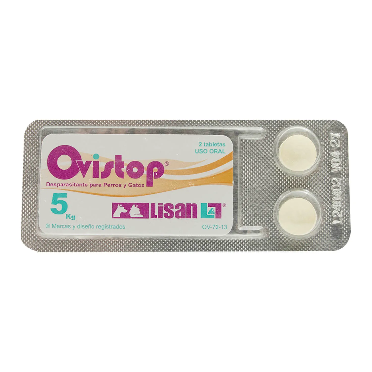 Desparasitante  Amplio Expectro Pastilla Perro Y Gato 5 Kg Ovistop Lisan
