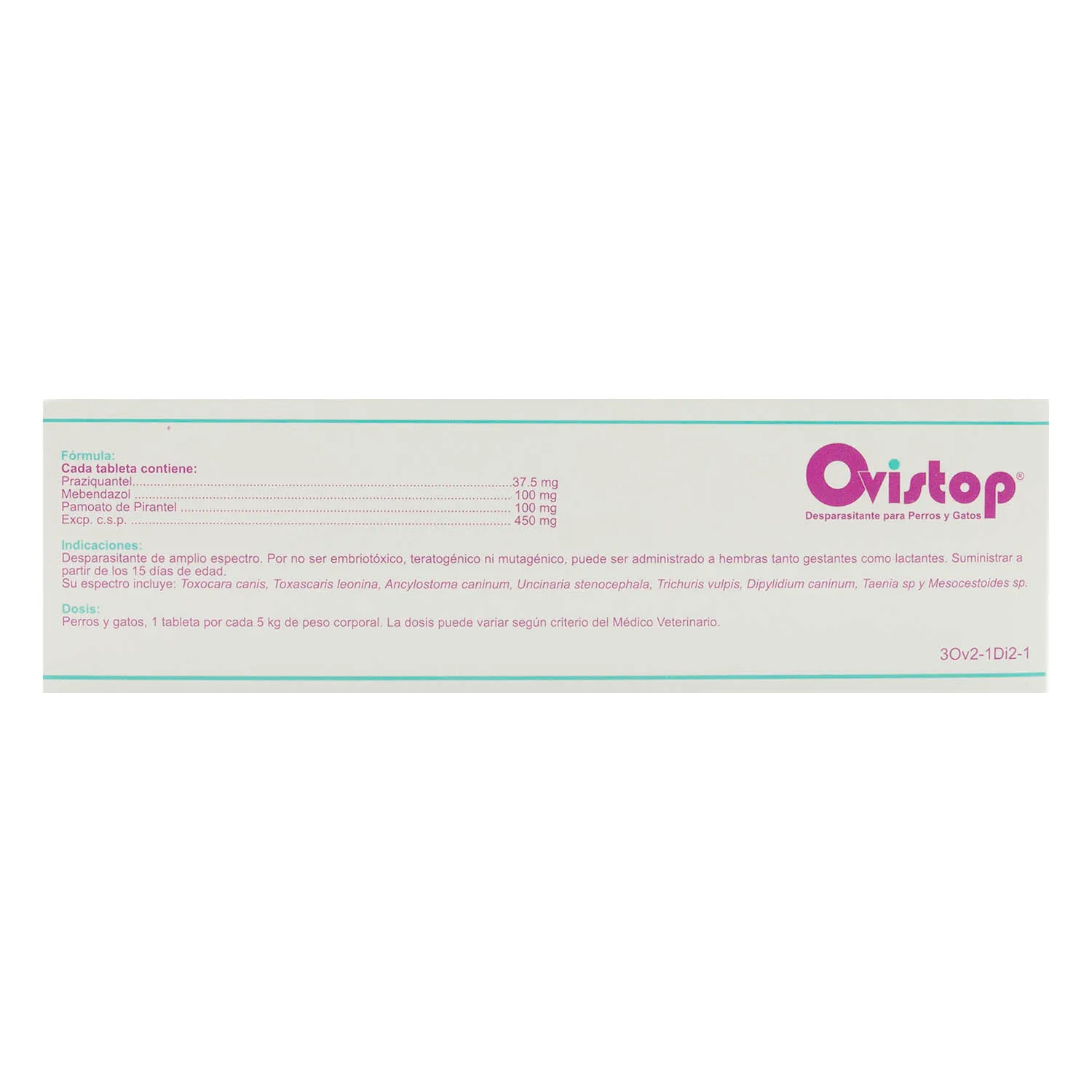 Desparasitante  Amplio Expectro Pastilla Perro Y Gato 5 Kg Ovistop Lisan