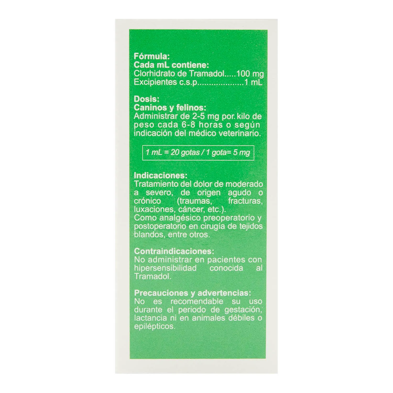 Analgésico Líquido Perro Y Gato Tramadol Lisan